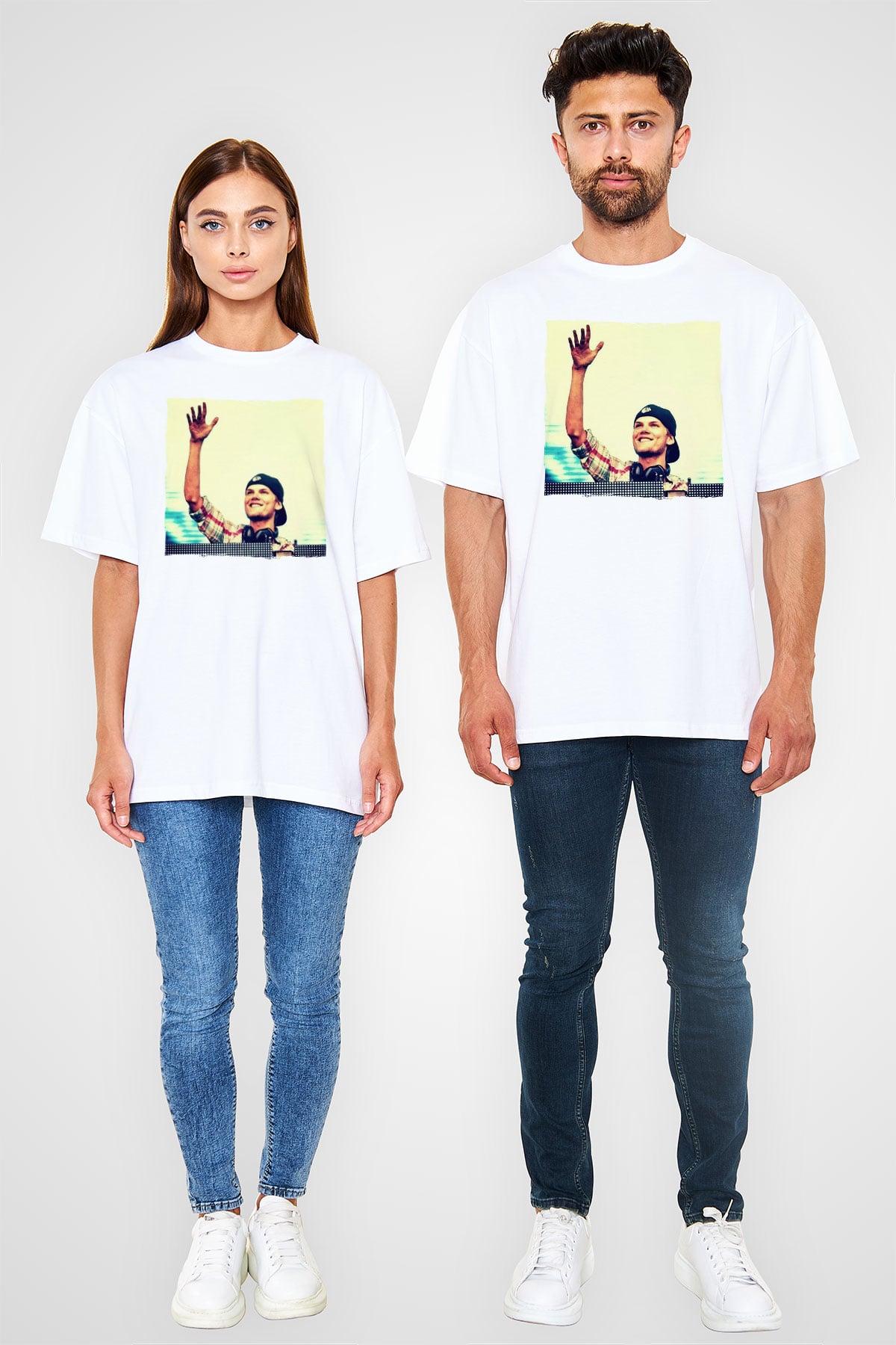 Avicii Beyaz Oversize Tişört Oversize T-shirt - TişörtFabrikası