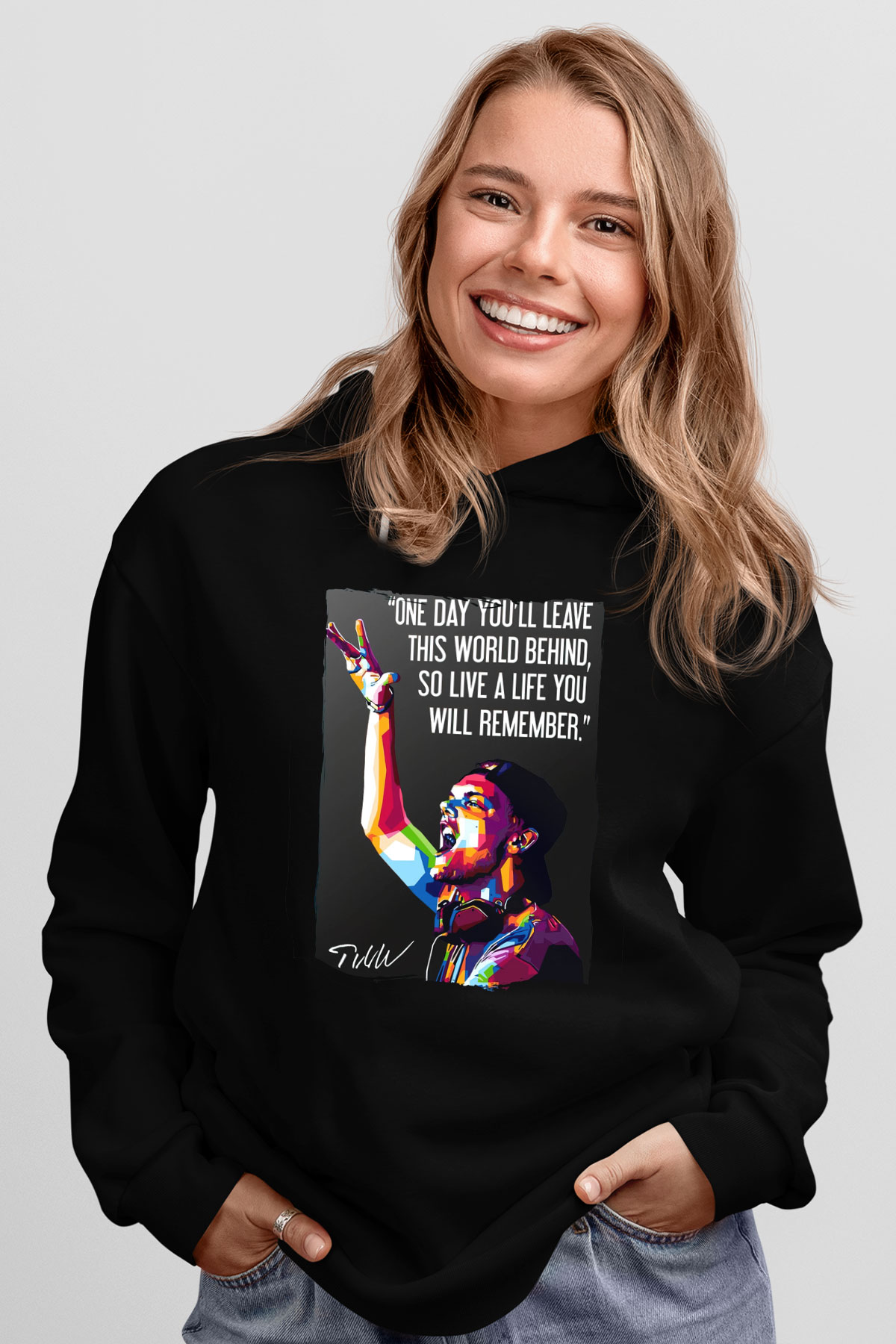 Avicii Siyah Unisex Kapüşonlu Sweatshirt