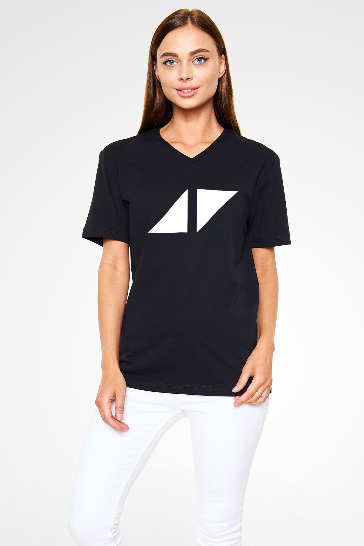 Avicii Siyah Unisex V Yaka Tişört T-Shirt