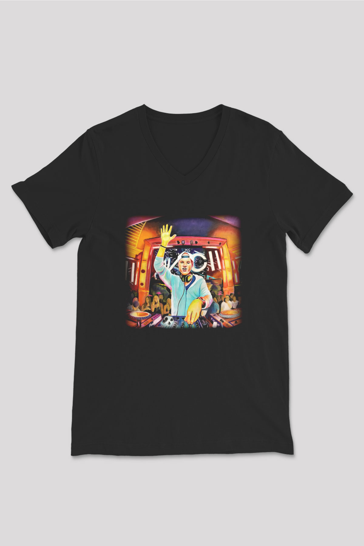 Avicii Siyah Unisex V Yaka Tişört T-Shirt