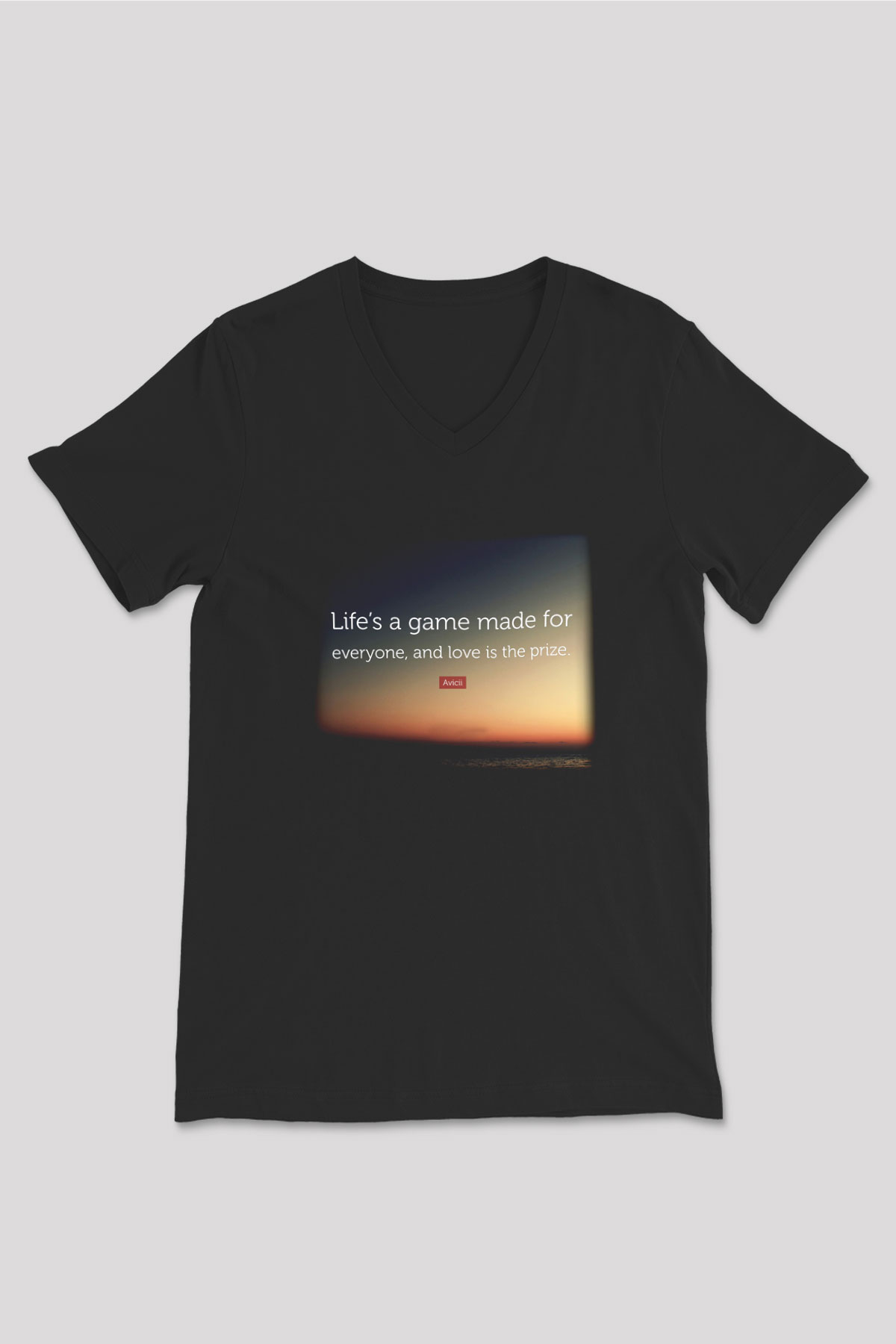 Avicii Siyah Unisex V Yaka Tişört T-Shirt
