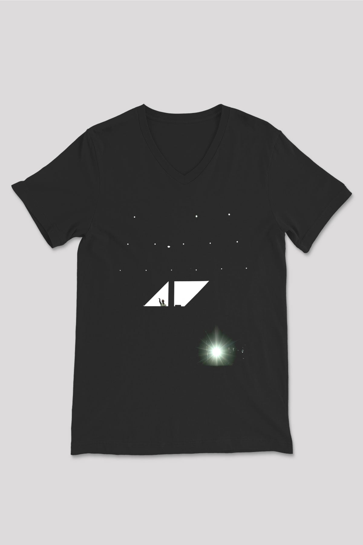 Avicii Siyah Unisex V Yaka Tişört T-Shirt