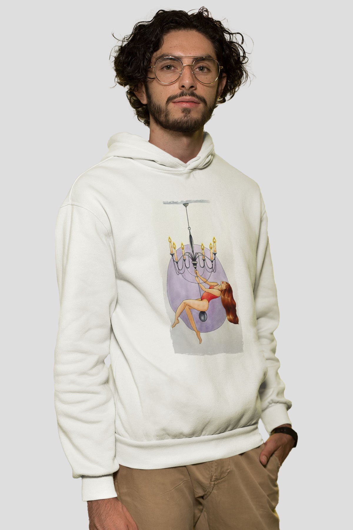 Avizeci Beyaz Unisex Kapüşonlu Sweatshirt