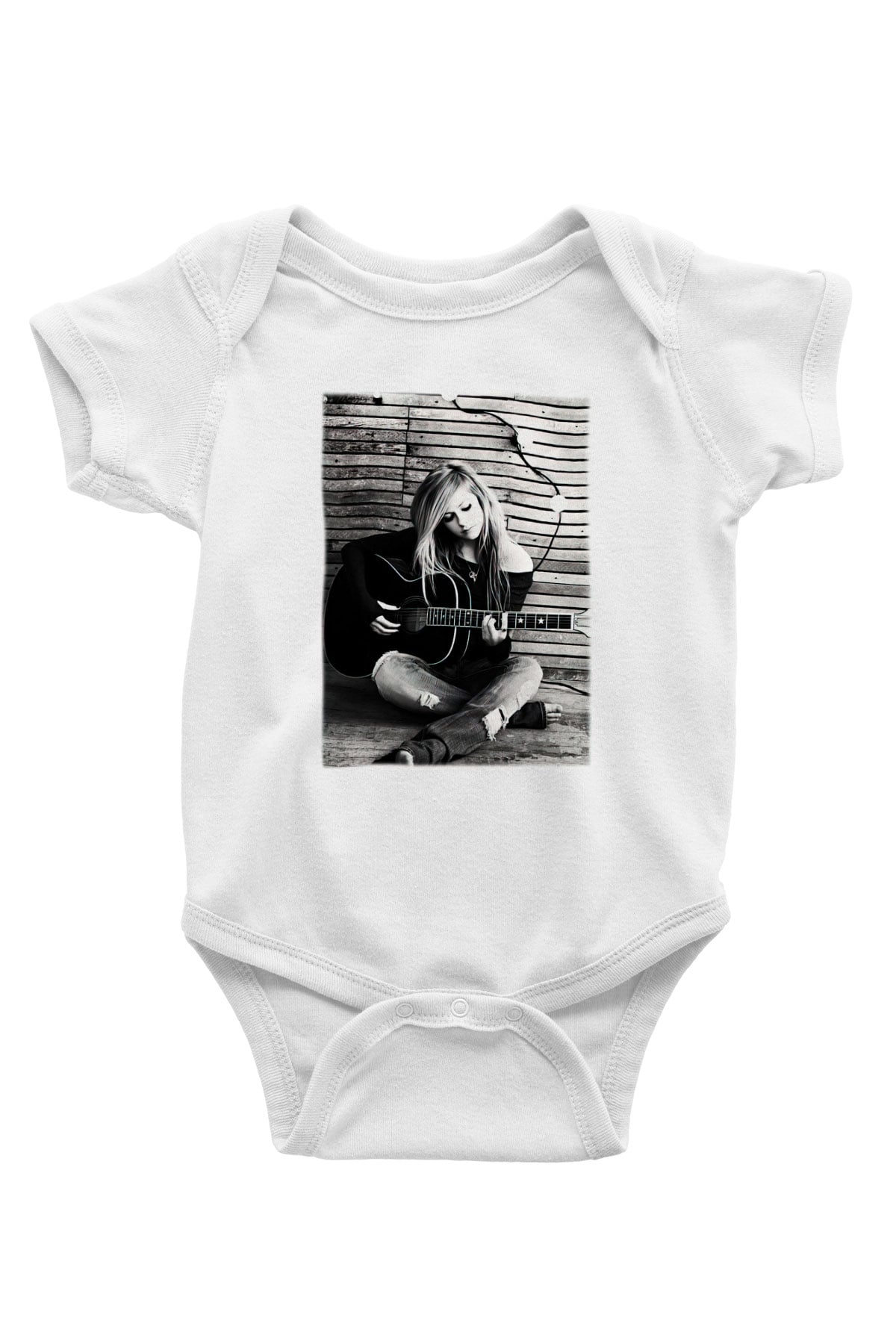 Avril Lavigne Baskılı Beyaz Unisex Bebek Body - Zıbın