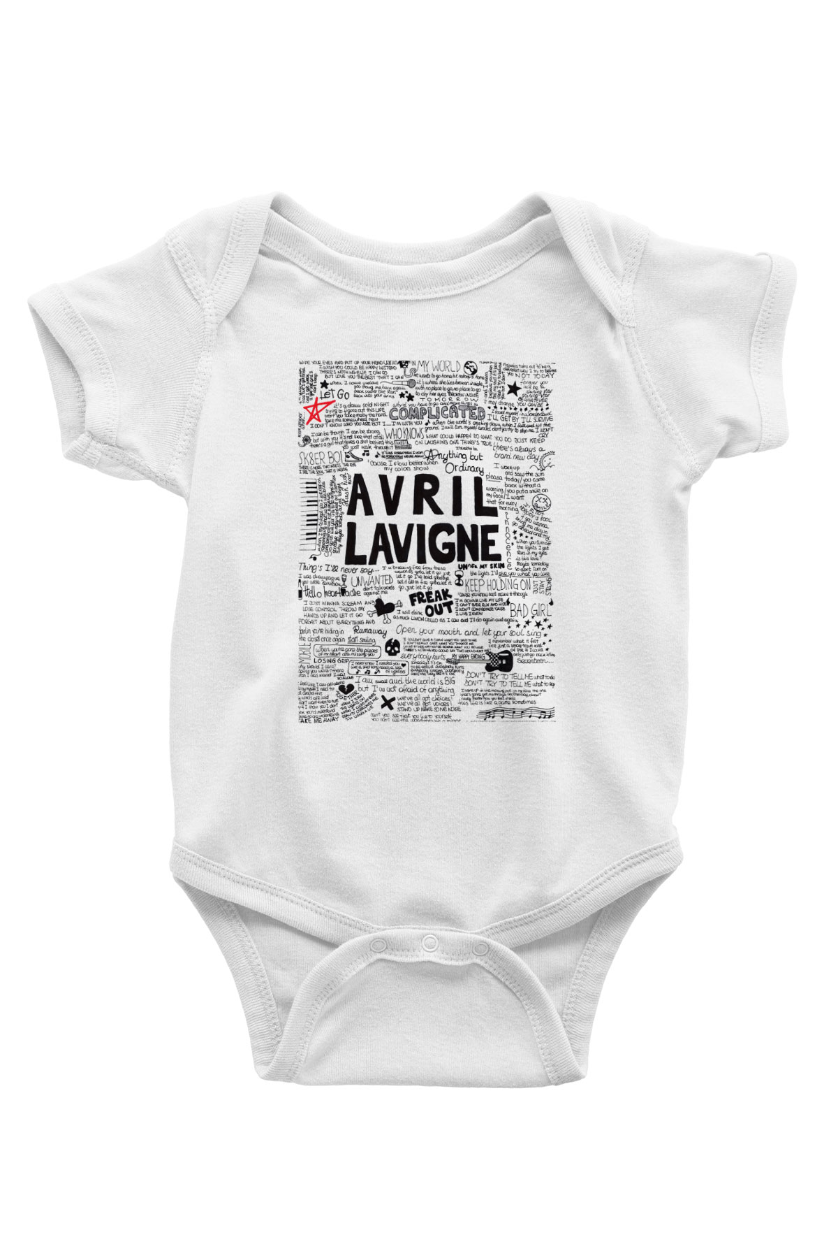 Avril Lavigne Baskılı Beyaz Unisex Bebek Body - Zıbın