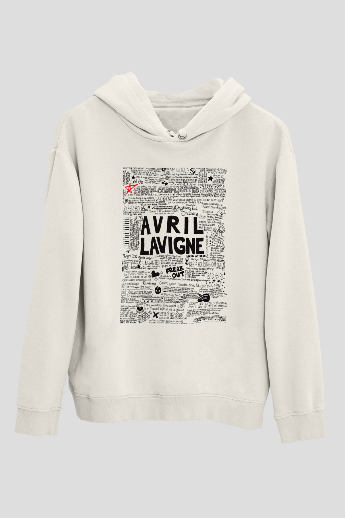 Avril Lavigne Beyaz Unisex Kapşonlu Sweatshirt