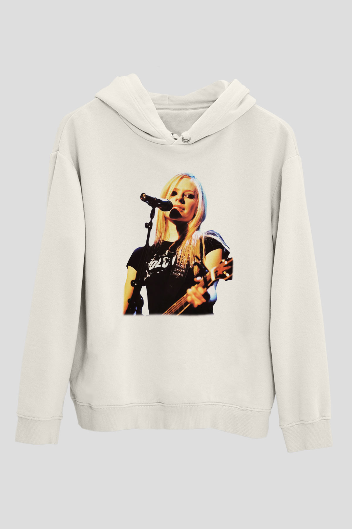 Avril Lavigne Beyaz Unisex Kapşonlu Sweatshirt