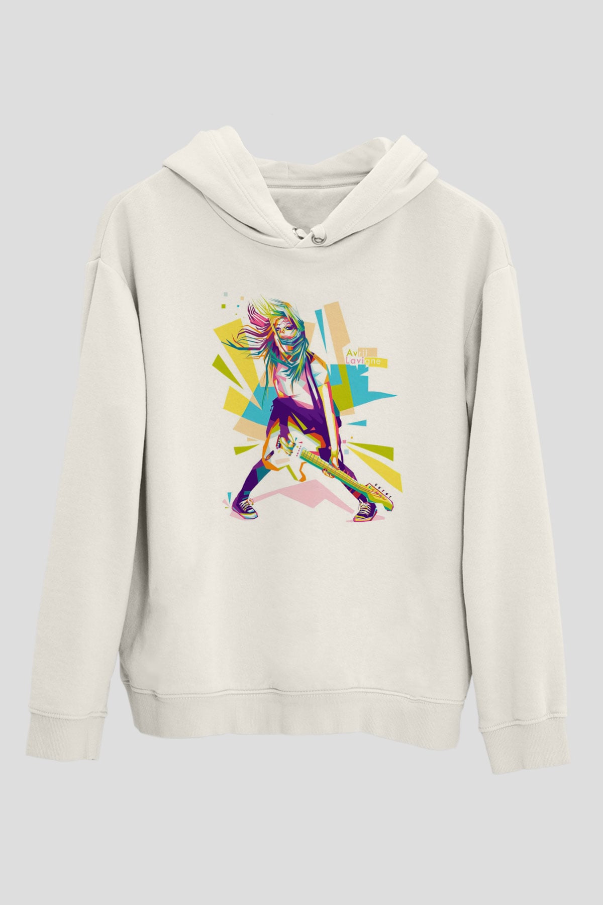 Avril Lavigne Beyaz Unisex Kapüşonlu Sweatshirt