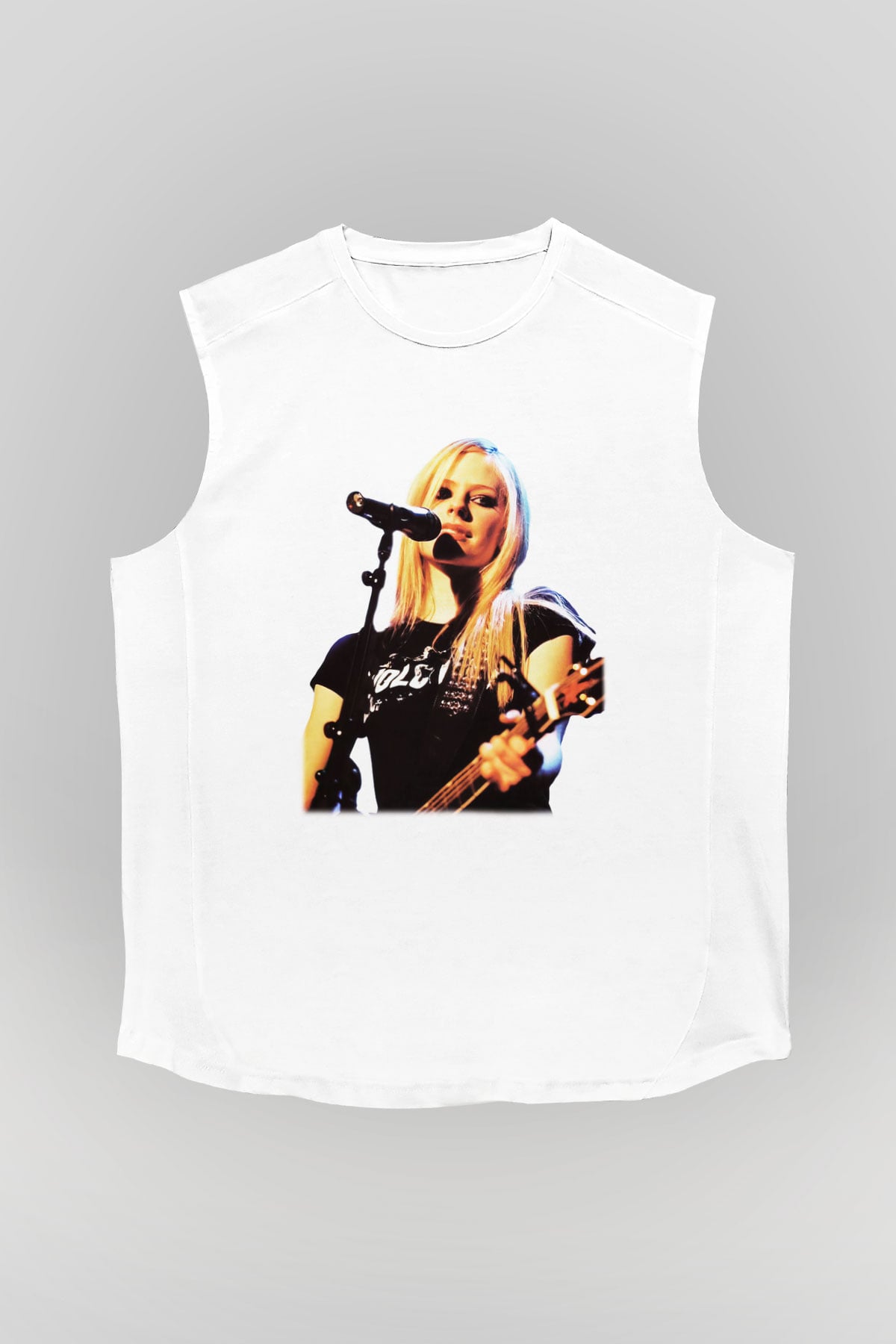 Avril Lavigne Beyaz Unisex Kolsuz Tişört