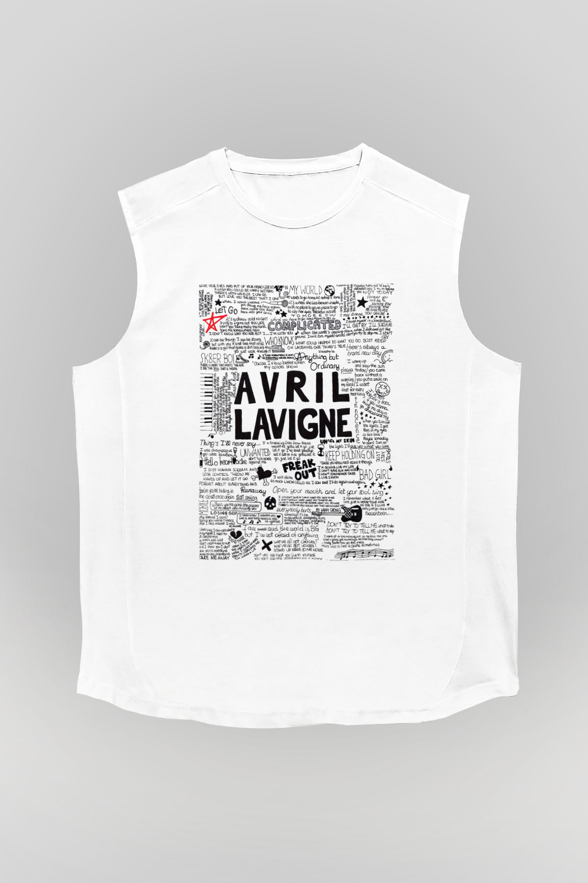 Avril Lavigne Beyaz Unisex Kolsuz Tişört
