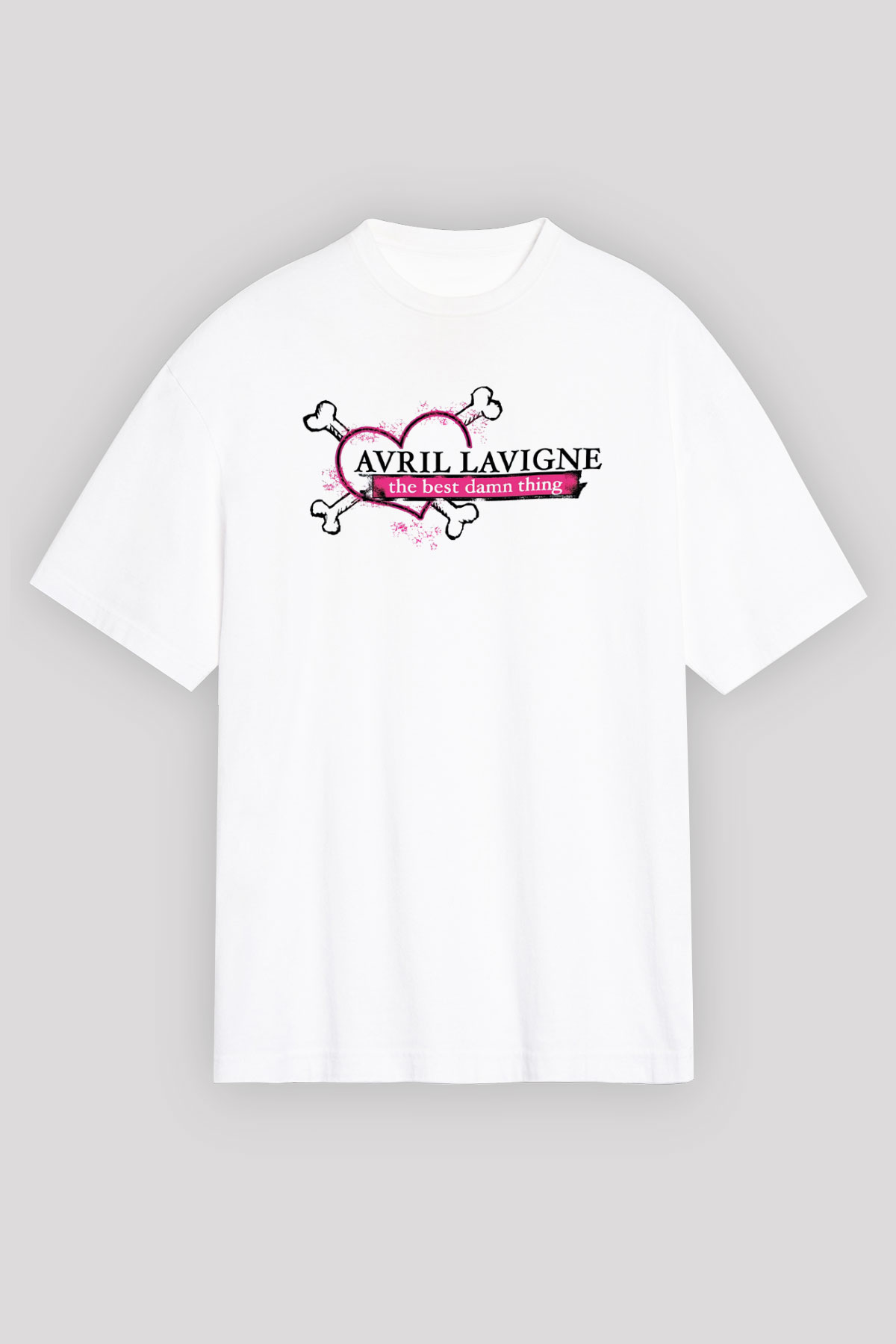 Avril Lavigne Beyaz Unisex Oversize Tişört T-Shirt