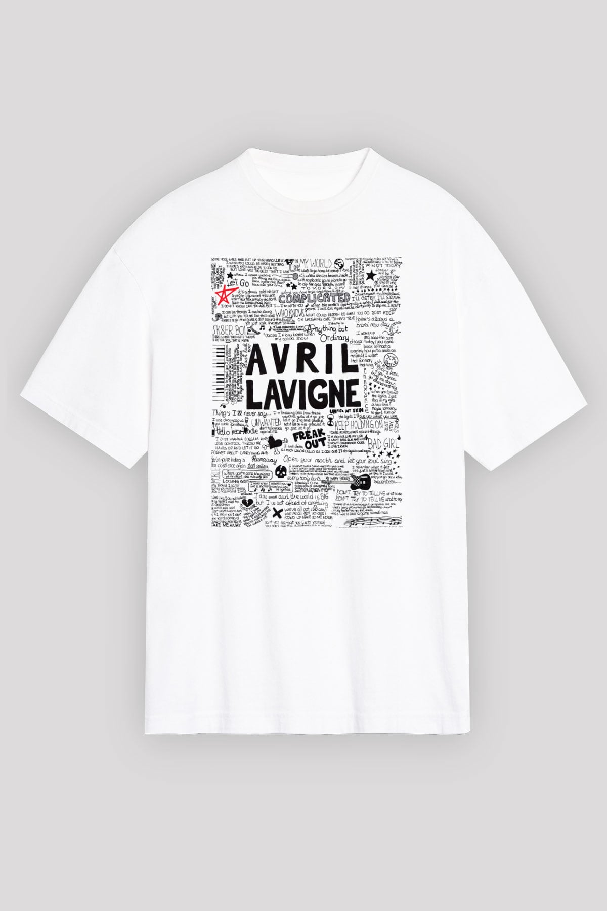 Avril Lavigne Beyaz Unisex Oversize Tişört T-Shirt