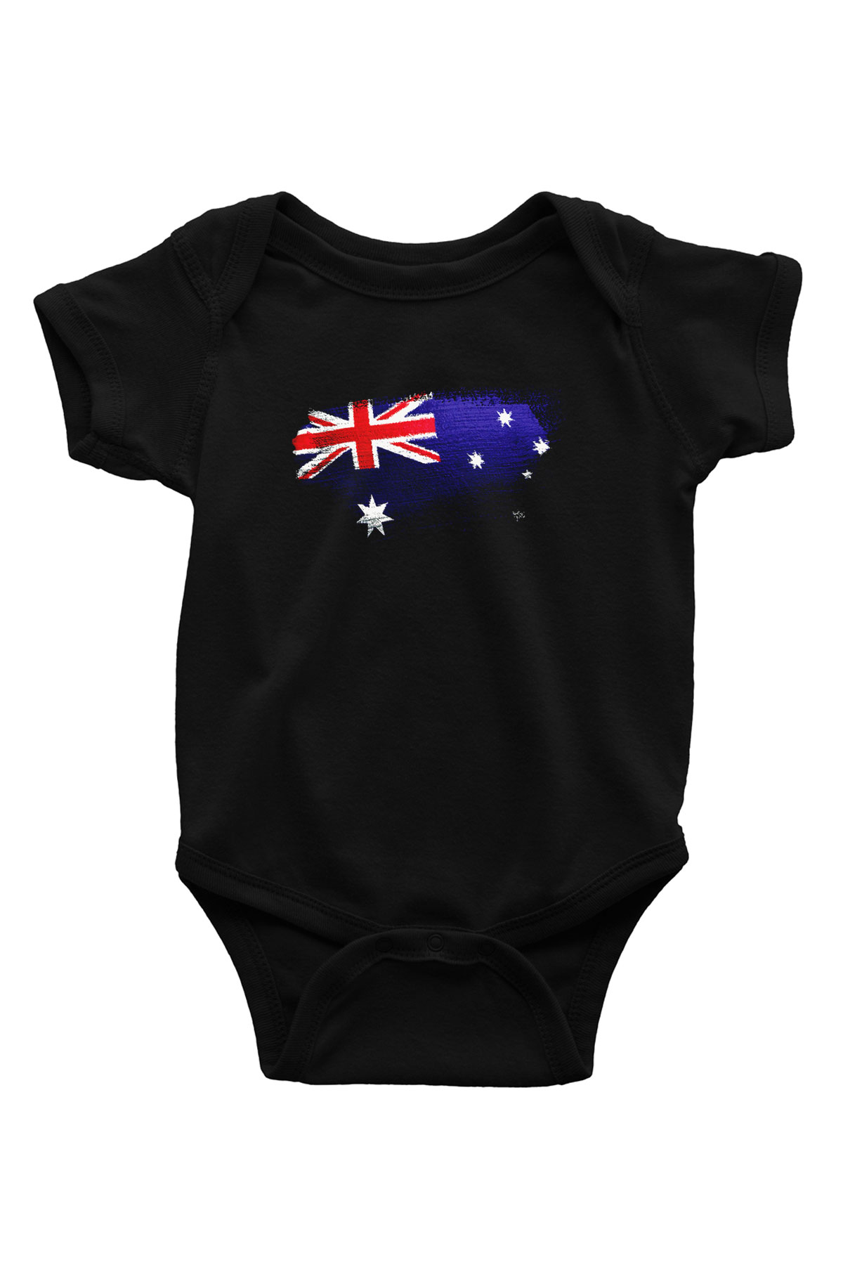 Avustralya - Australia Bayrağı Baskılı Unisex Siyah Bebek Body - Zıbın