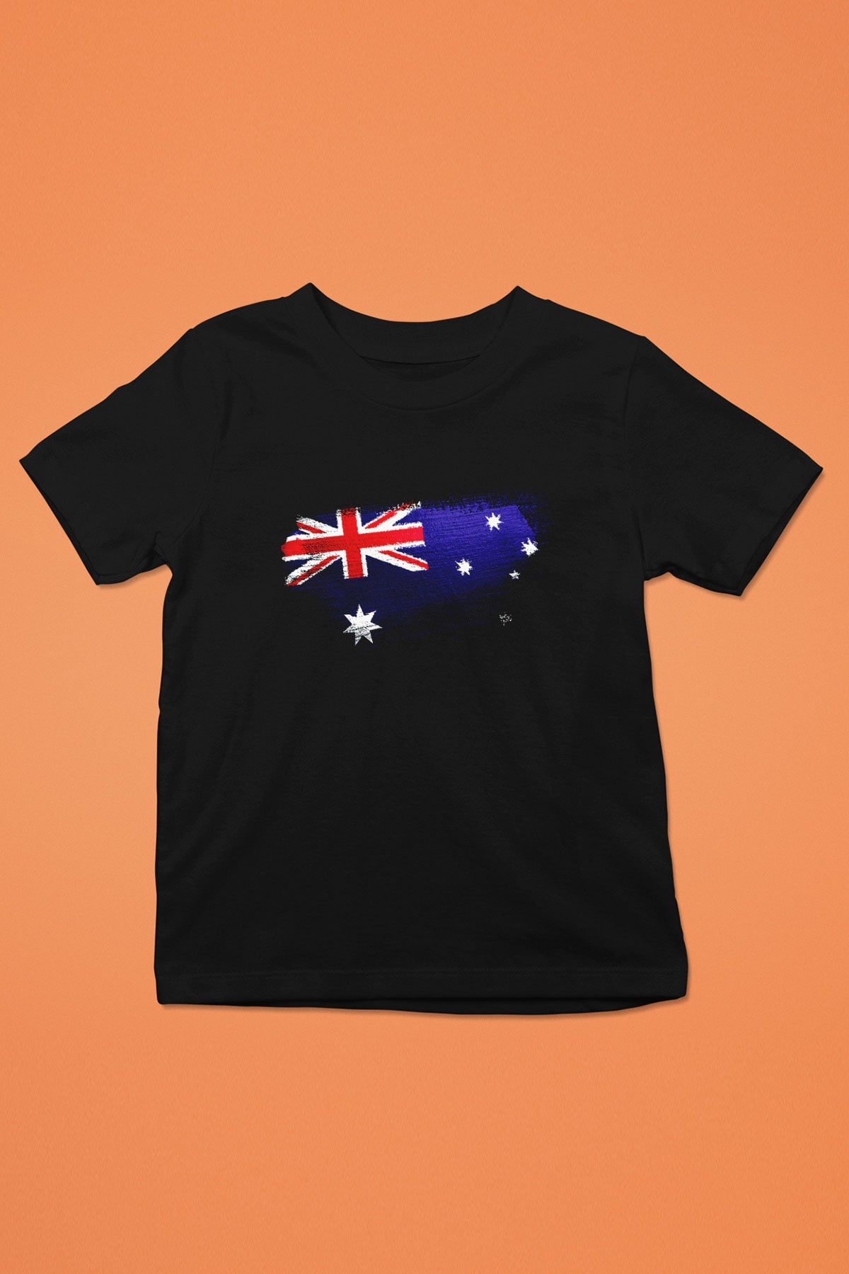 Avustralya - Australia Bayrağı Baskılı Unisex Siyah Çocuk Tişörtü