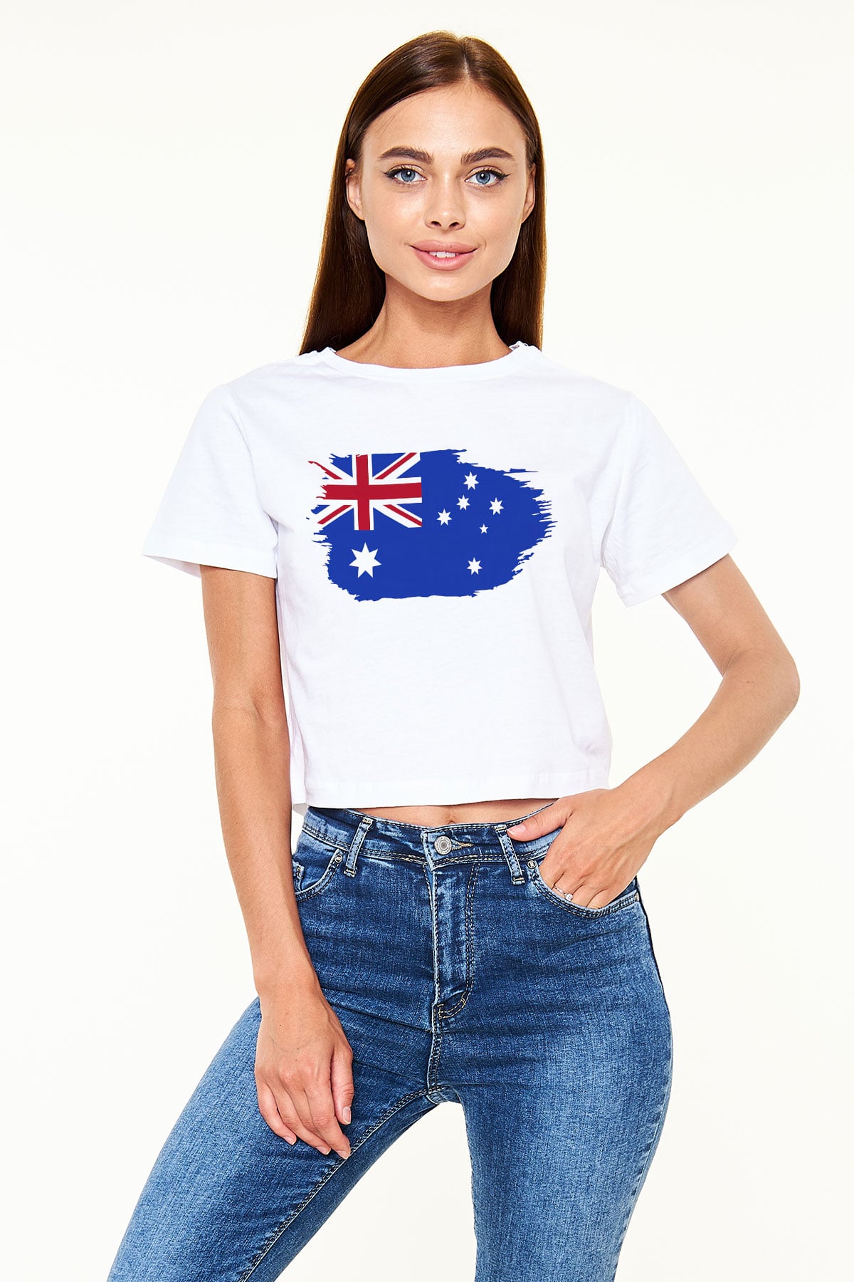 Avustralya Beyaz Croptop Tişört