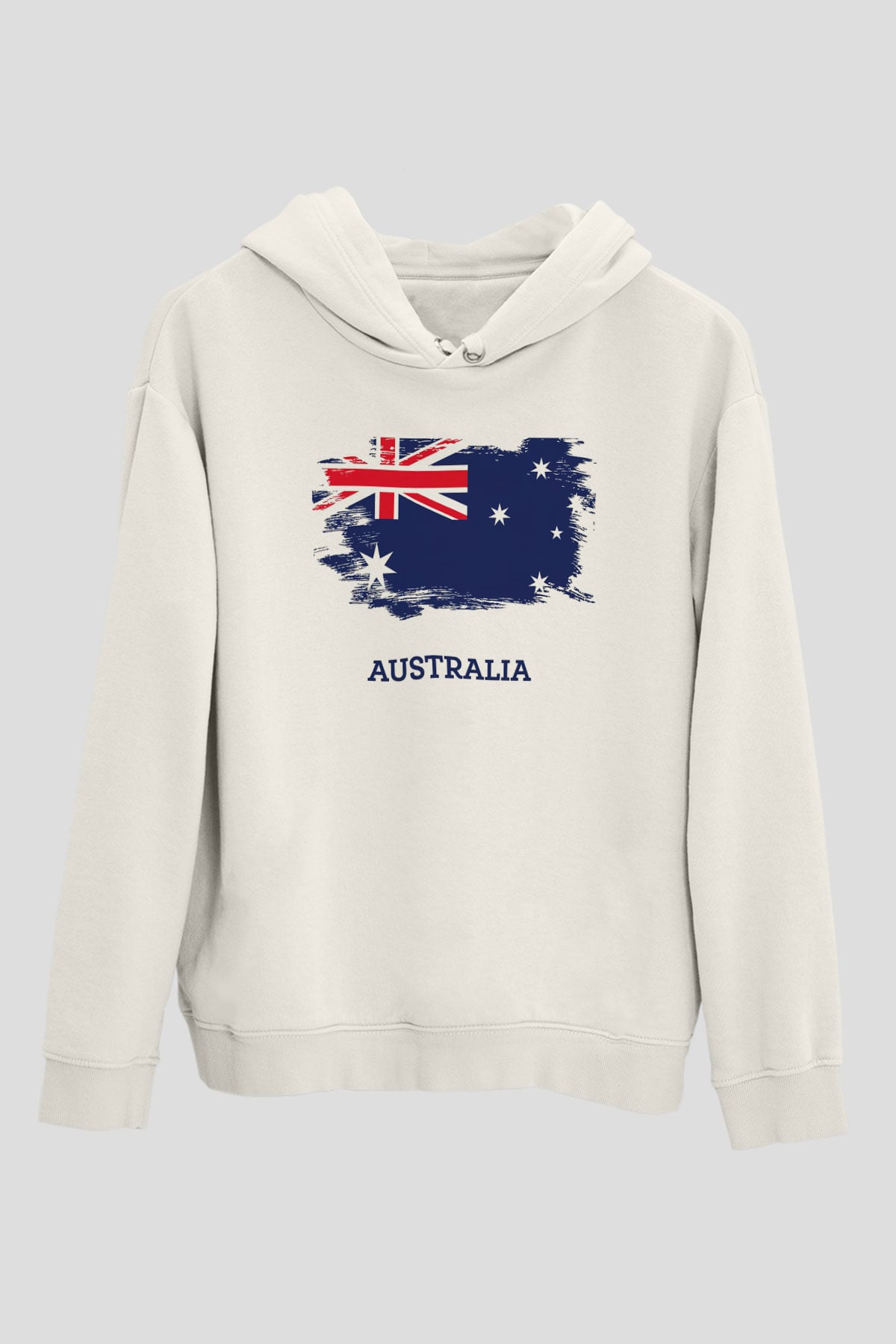 Avustralya Beyaz Unisex Kapşonlu Sweatshirt