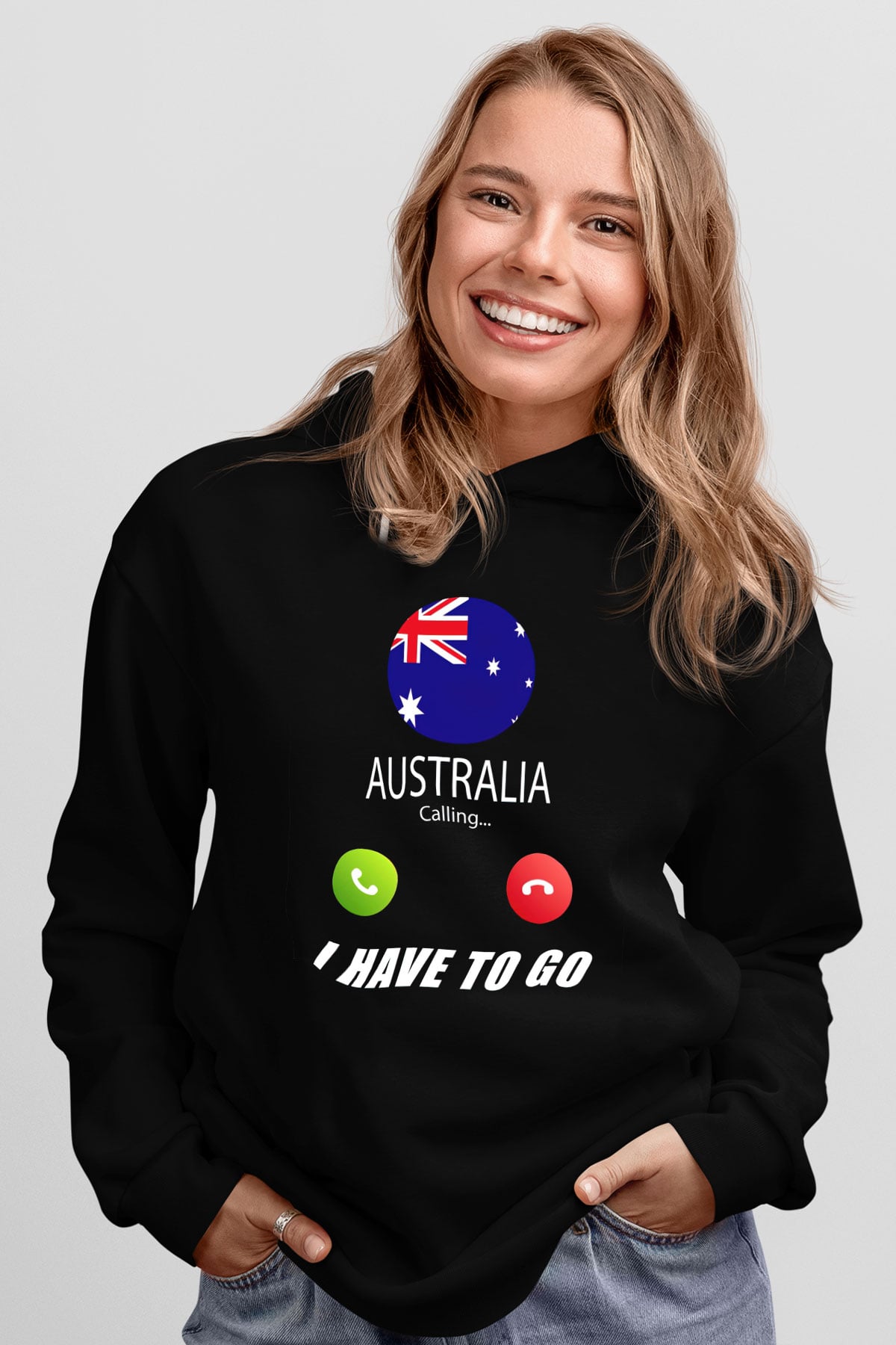 Avustralya Siyah Unisex Hoodie