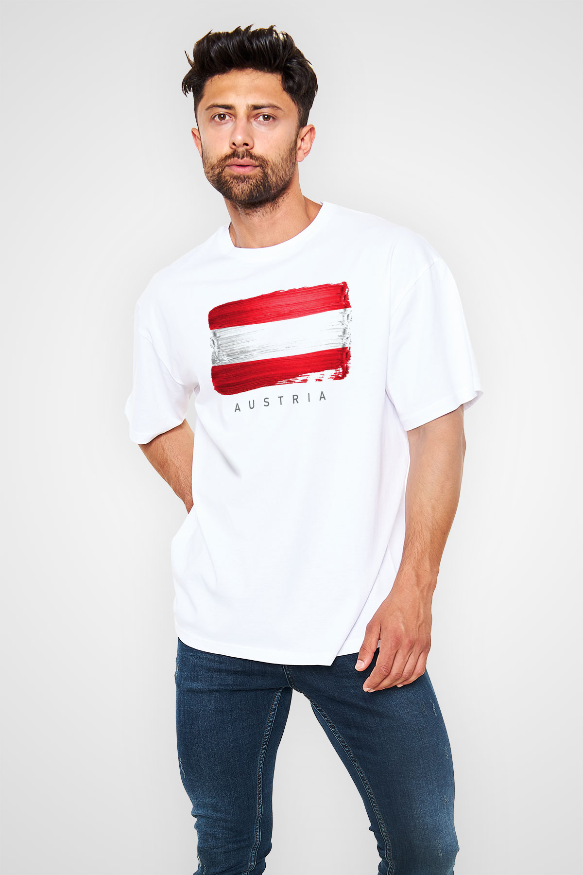 Avusturya Beyaz Oversize Tişört Oversize T-shirt - TişörtFabrikası