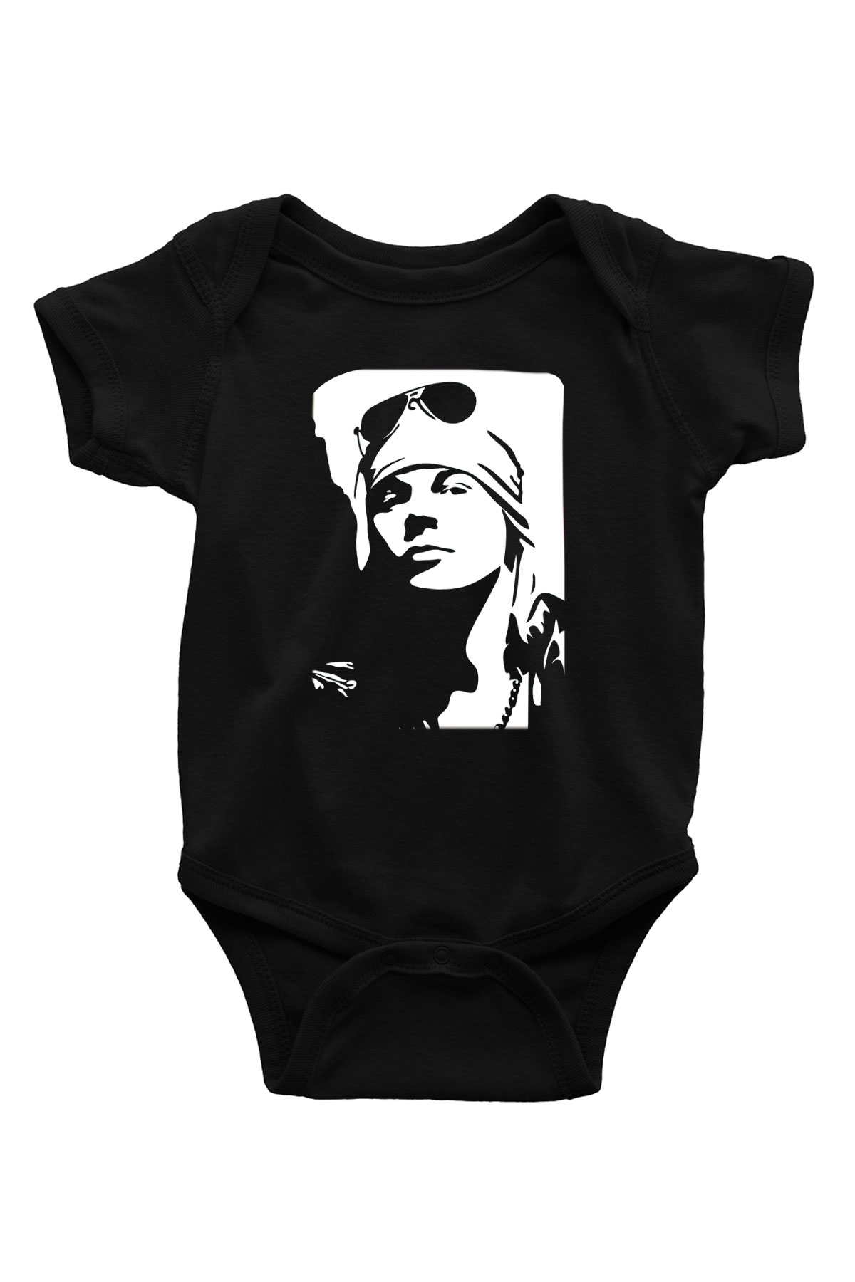 Axl Rose Baskılı Siyah Bebek Body - Zıbın