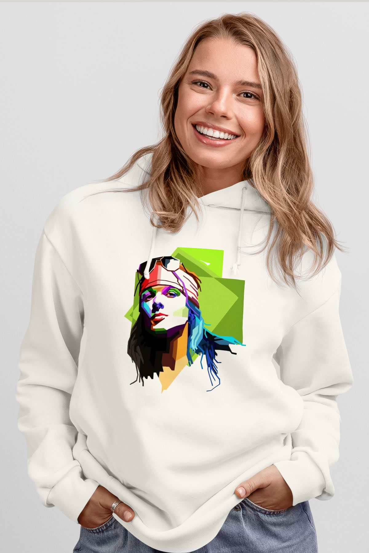 Axl Rose Beyaz Unisex Kapşonlu Sweatshirt
