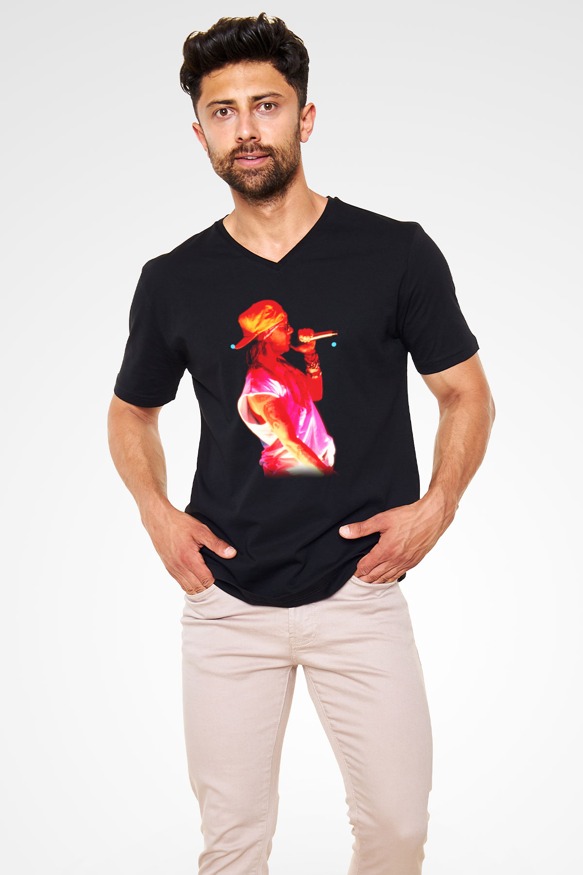 Axl Rose Siyah Unisex V Yaka Tişört T-Shirt