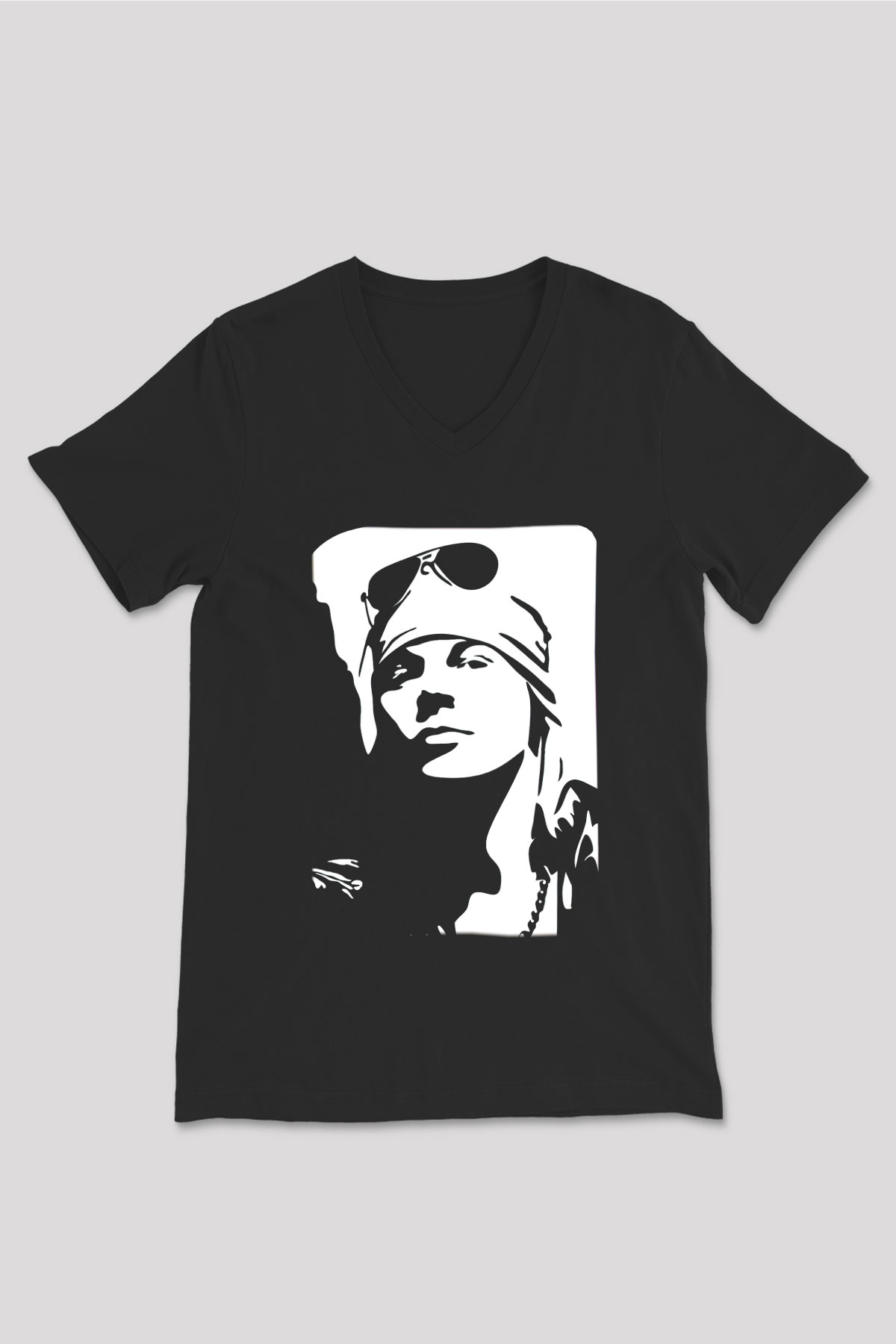 Axl Rose Siyah Unisex V Yaka Tişört T-Shirt