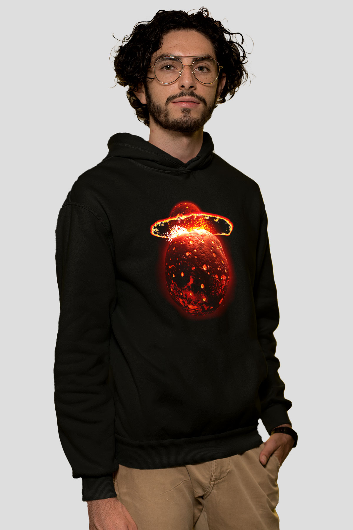 Ay Siyah Unisex Kapüşonlu Sweatshirt