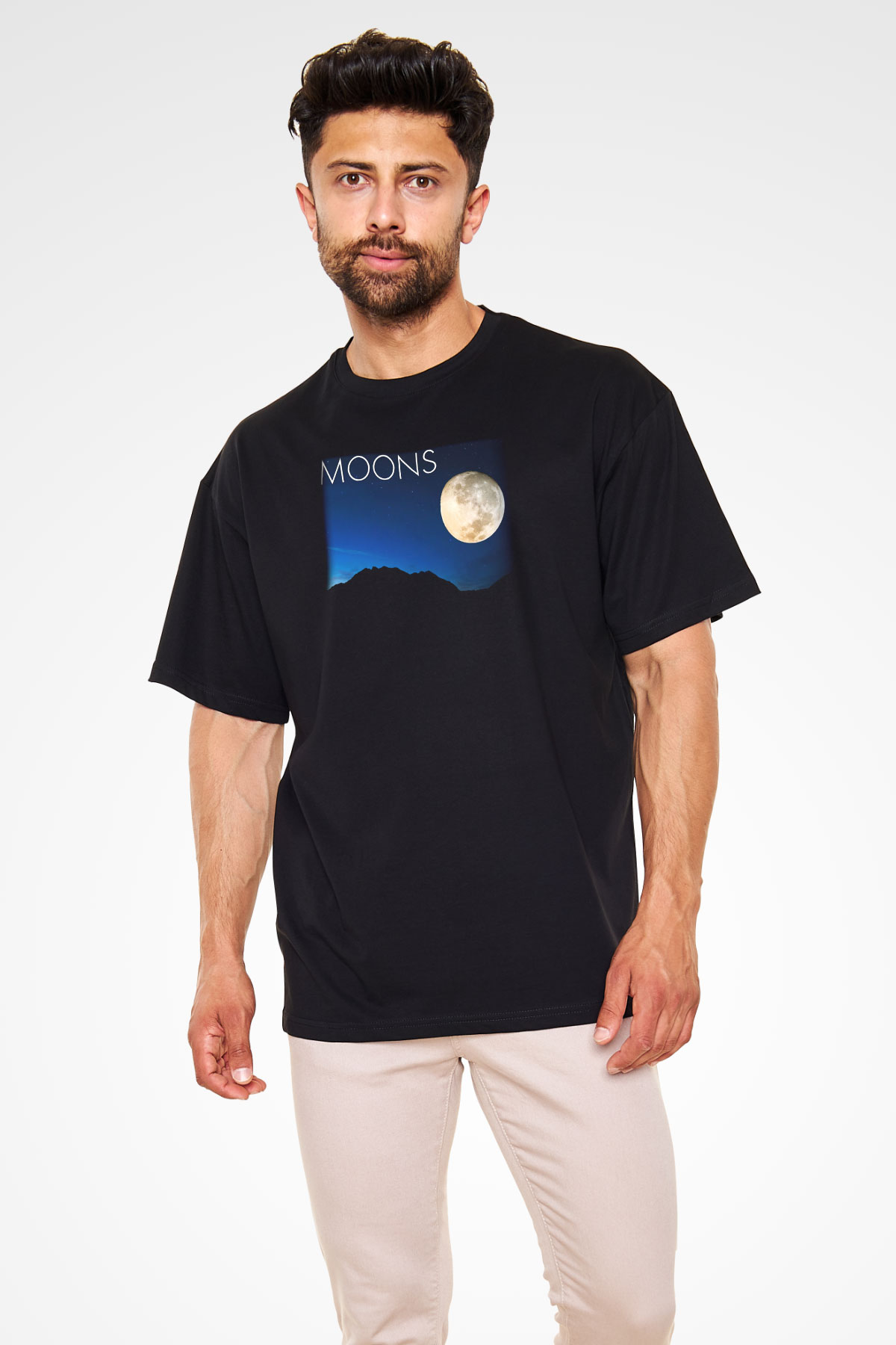 Ay Siyah Unisex Oversize Tişört T-Shirt