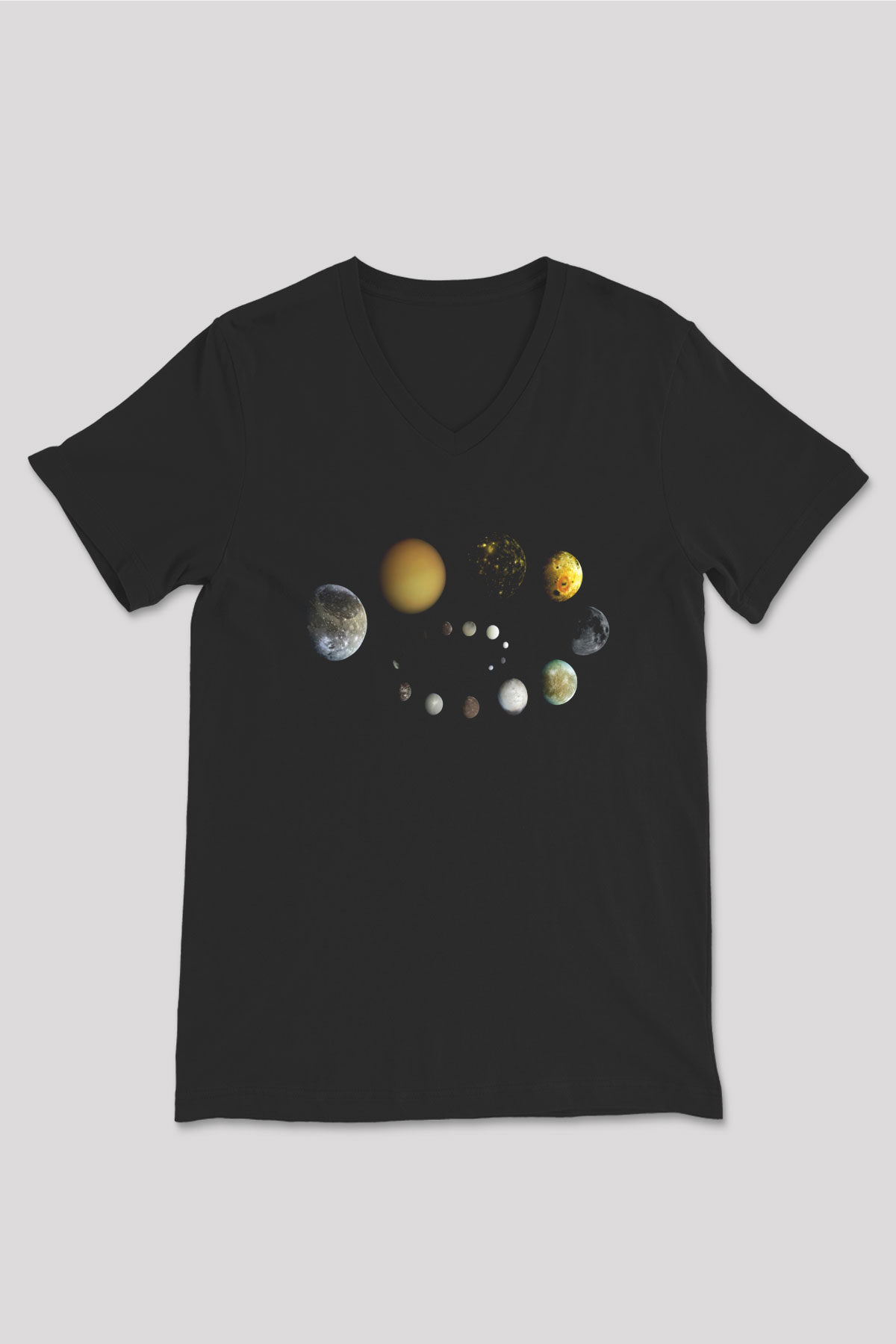 Ay Siyah Unisex V Yaka Tişört T-Shirt