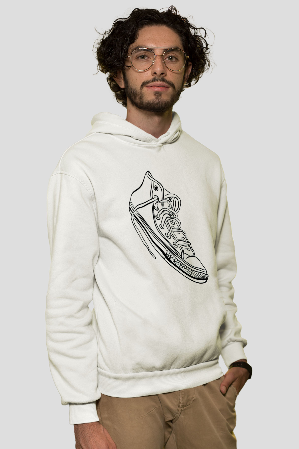 Ayakkabıcı Beyaz Unisex Kapüşonlu Sweatshirt