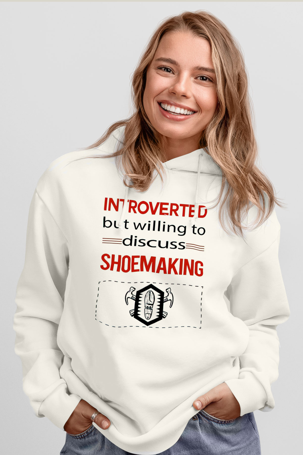 Ayakkabıcı Beyaz Unisex Kapüşonlu Sweatshirt