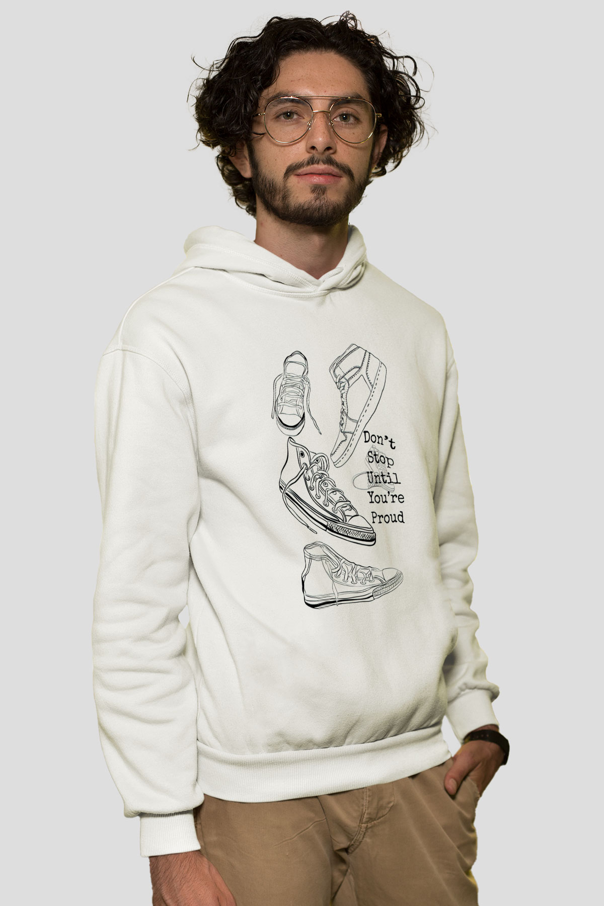 Ayakkabıcı Beyaz Unisex Kapüşonlu Sweatshirt