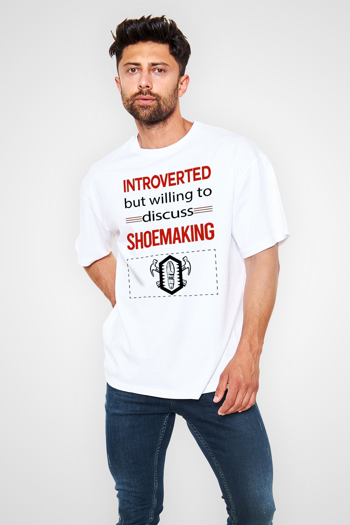Ayakkabıcı Beyaz Oversize Tişört Oversize T-shirt - TişörtFabrikası