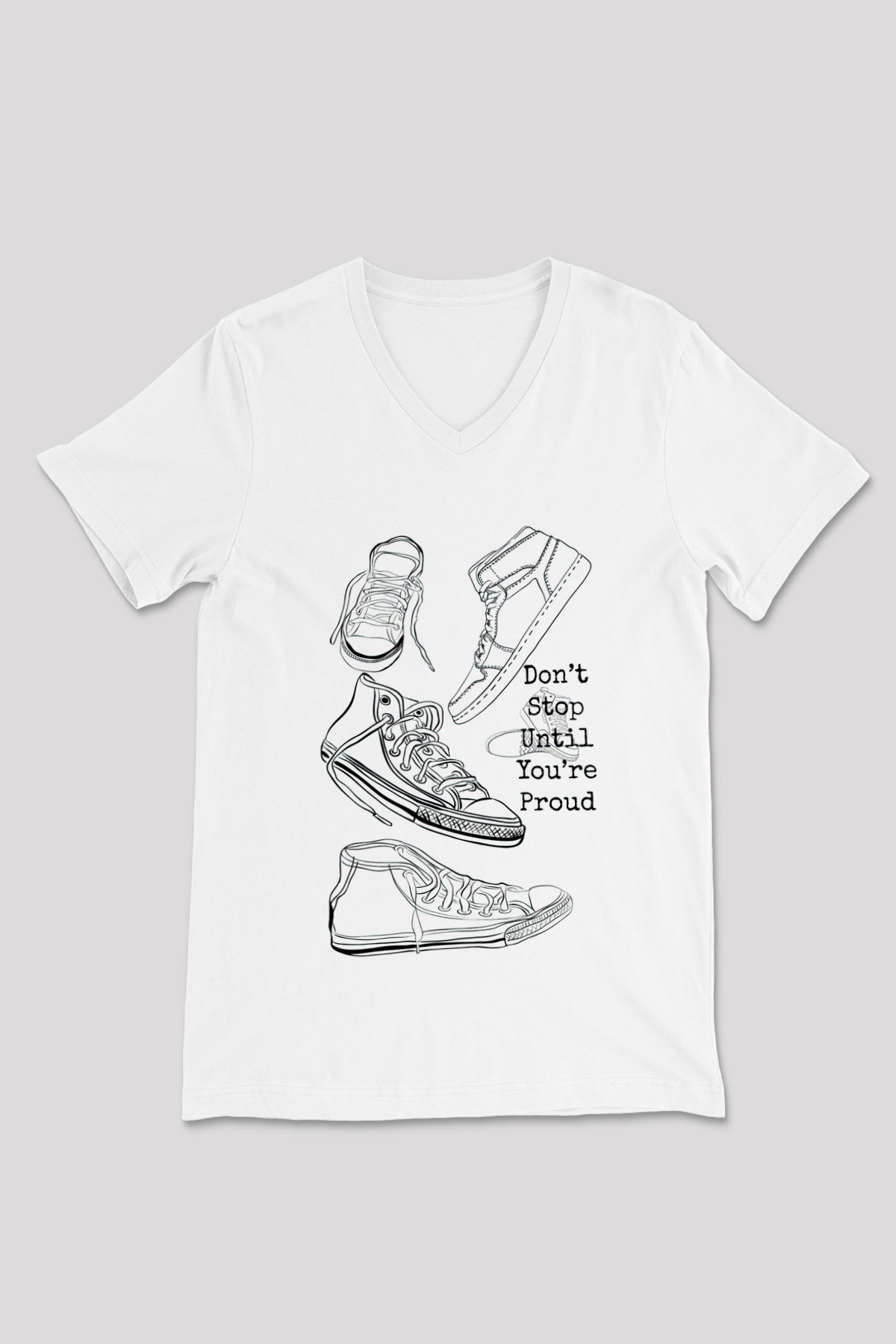 Ayakkabıcı Beyaz Unisex V Yaka Tişört