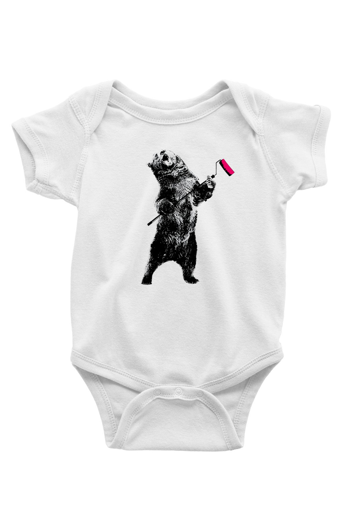 Ayı Baskılı Beyaz Unisex Bebek Body - Zıbın