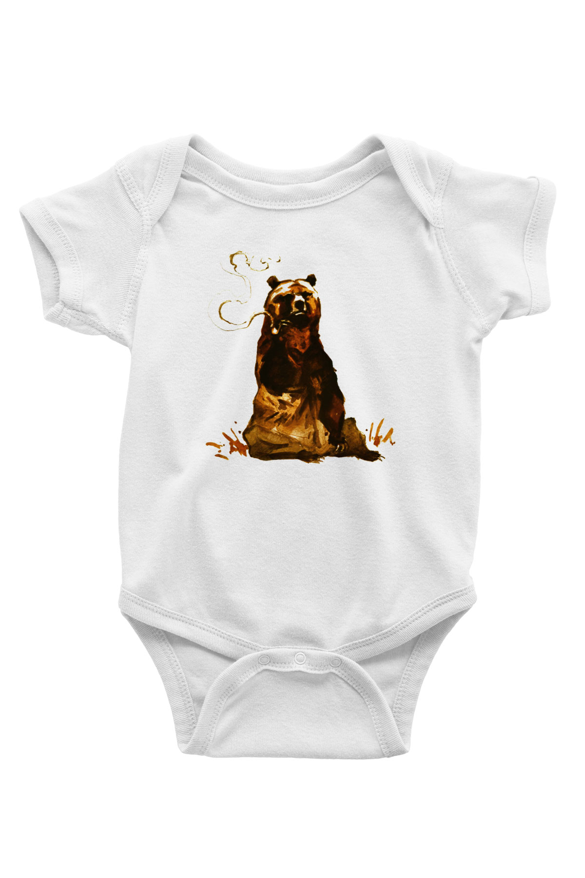Ayı Baskılı Beyaz Unisex Bebek Body - Zıbın
