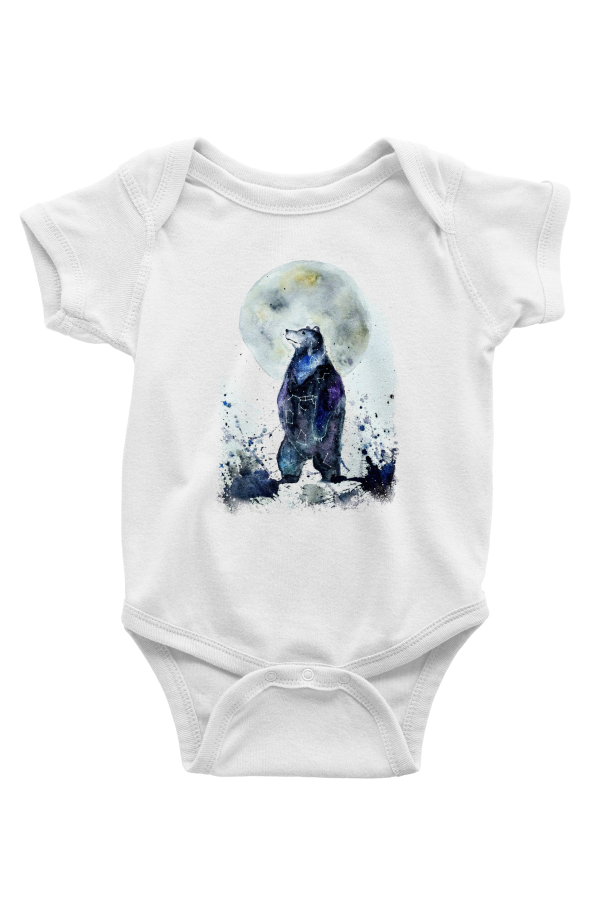 Ayı Baskılı Beyaz Unisex Bebek Body - Zıbın