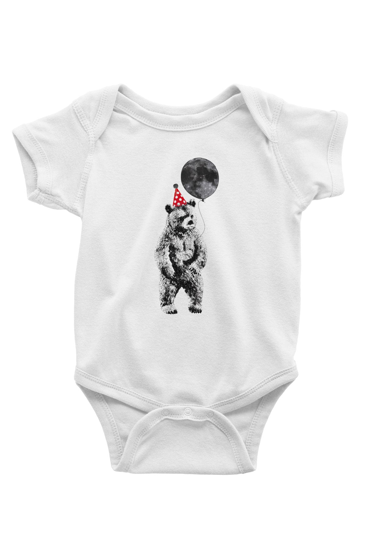 Ayı Baskılı Beyaz Unisex Bebek Body - Zıbın