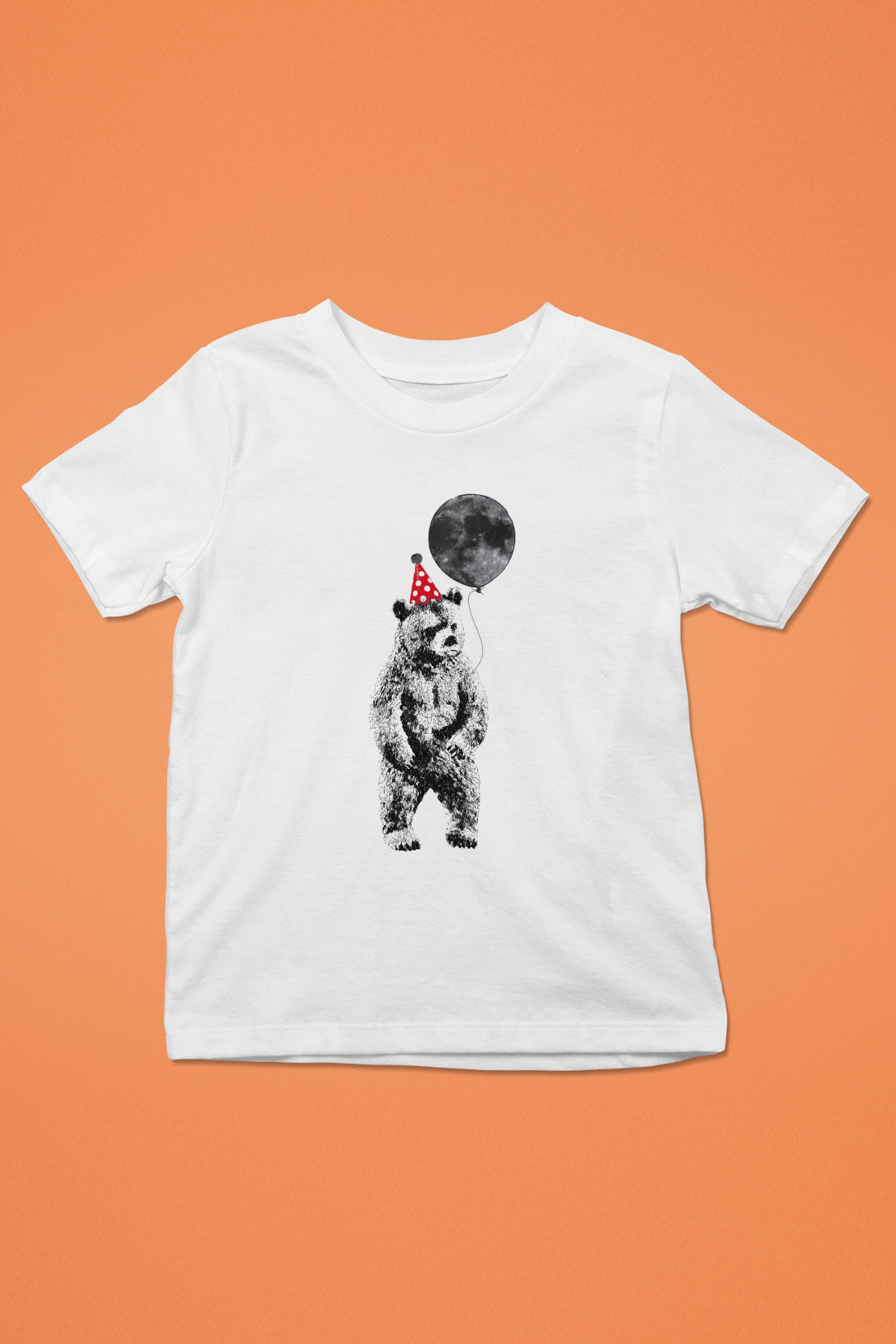Ayı Baskılı Beyaz Unisex Çocuk Tişört