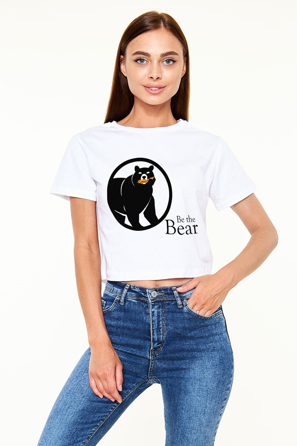Ayı Beyaz Croptop Tişört