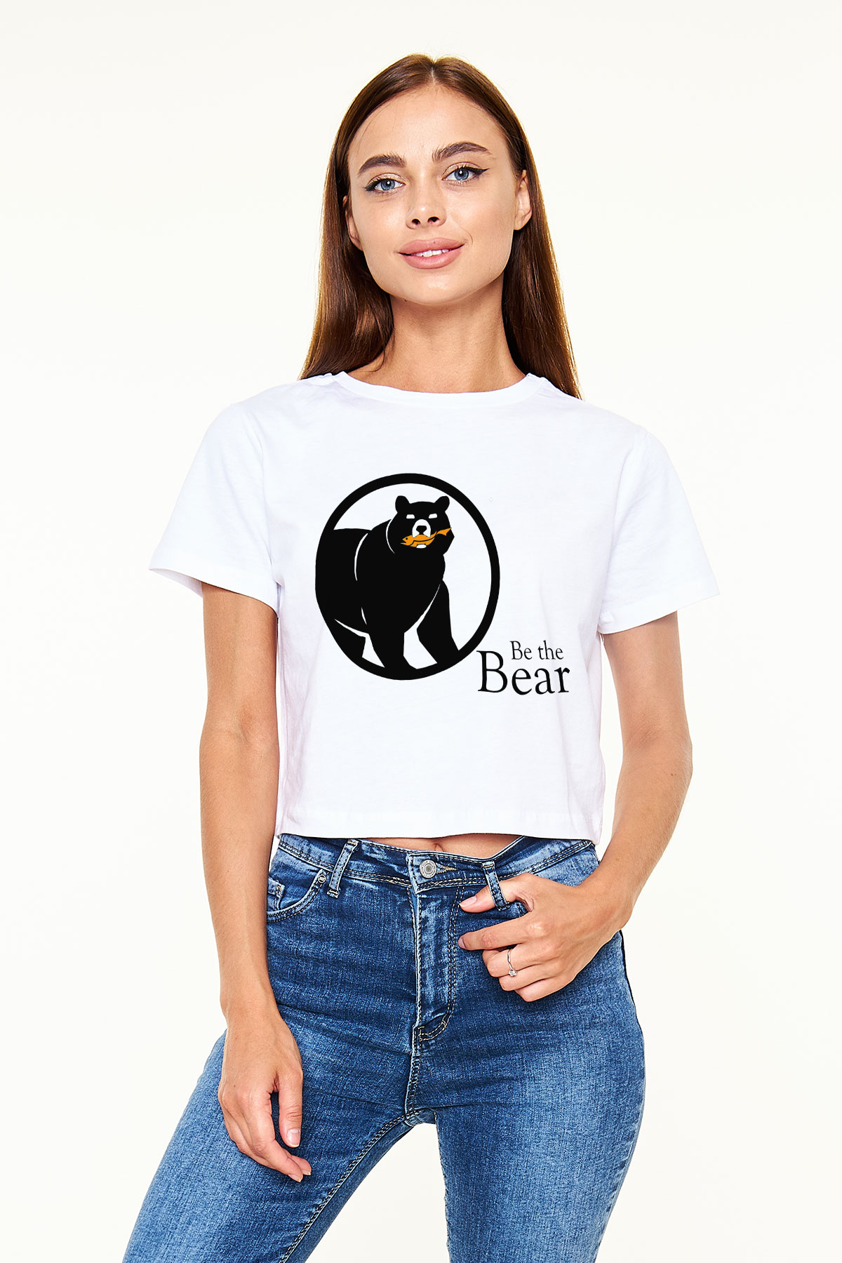 Ayı Beyaz Croptop Tişört