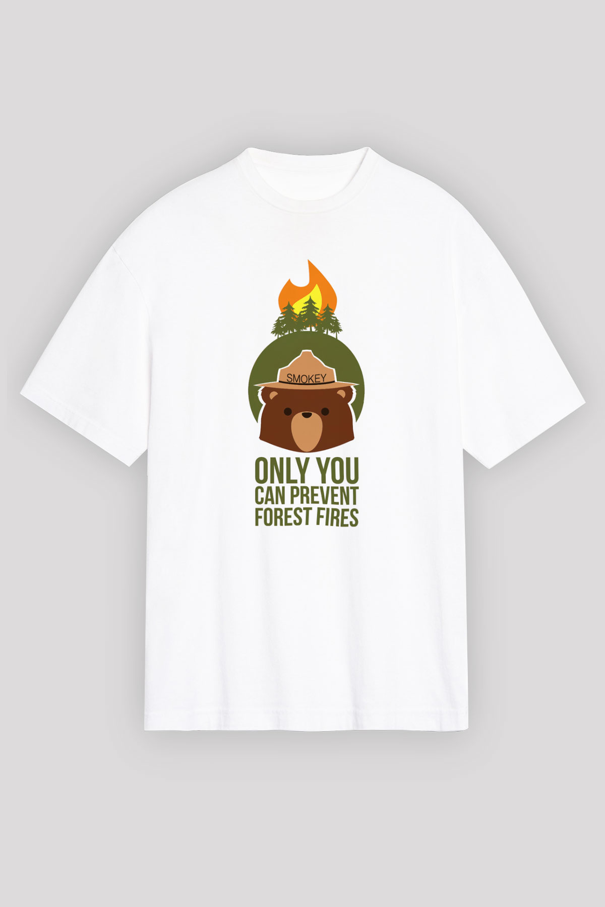 Ayı Beyaz Unisex Oversize Tişört T-Shirt