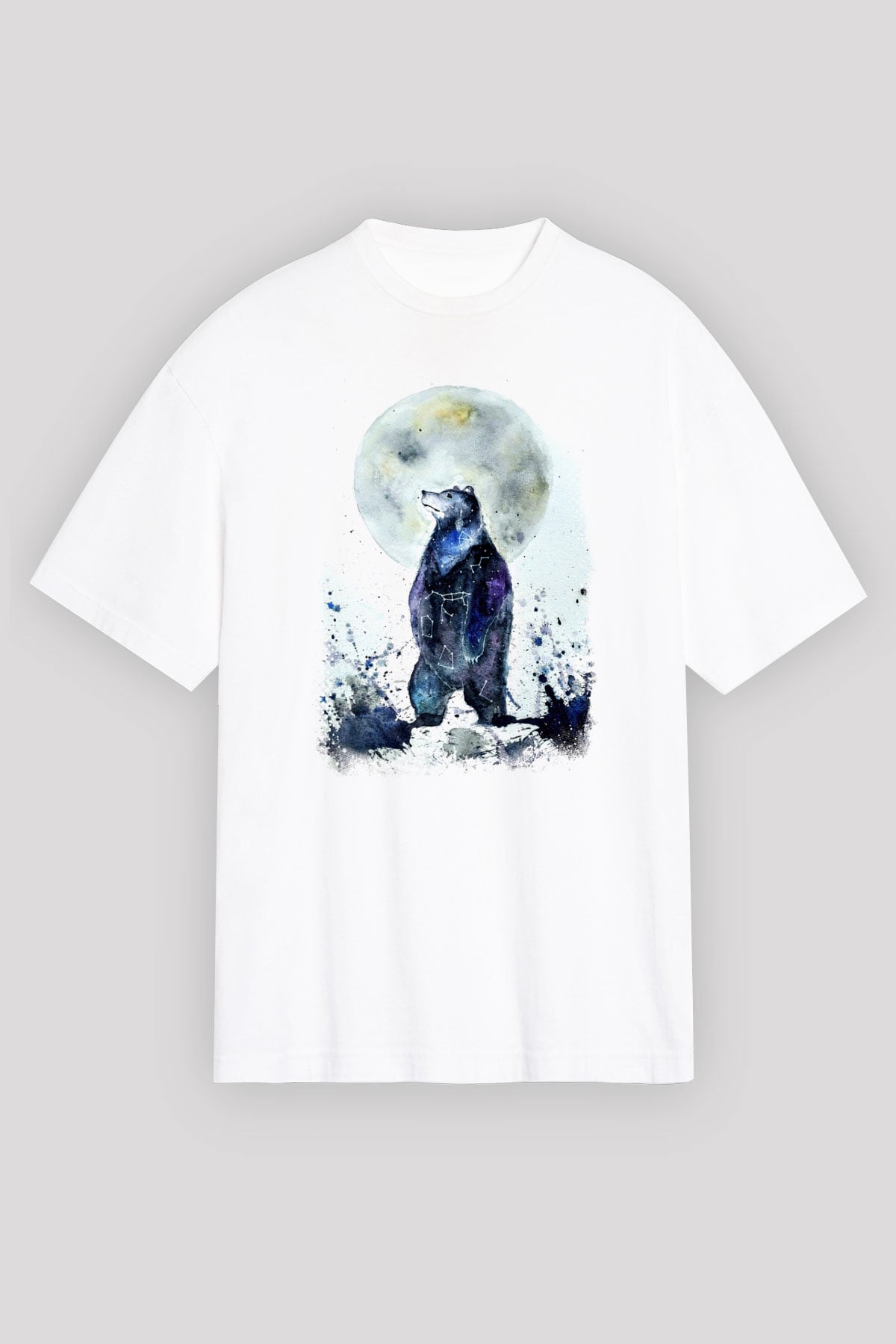 Ayı Beyaz Unisex Oversize Tişört T-Shirt