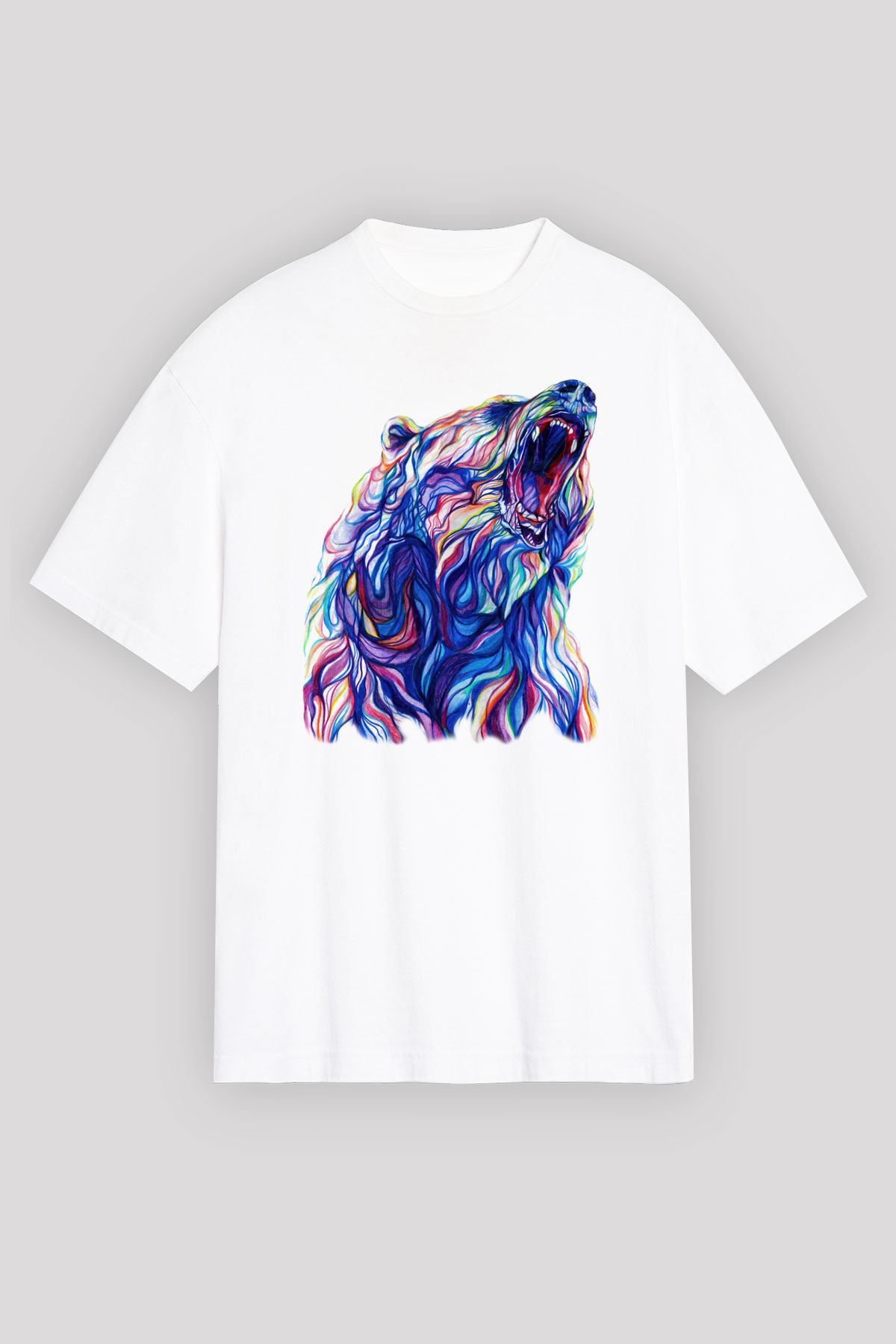 Ayı Beyaz Unisex Oversize Tişört T-Shirt