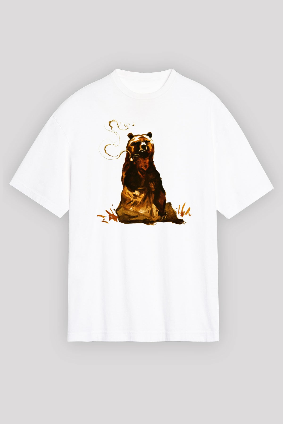 Ayı Beyaz Unisex Oversize Tişört T-Shirt
