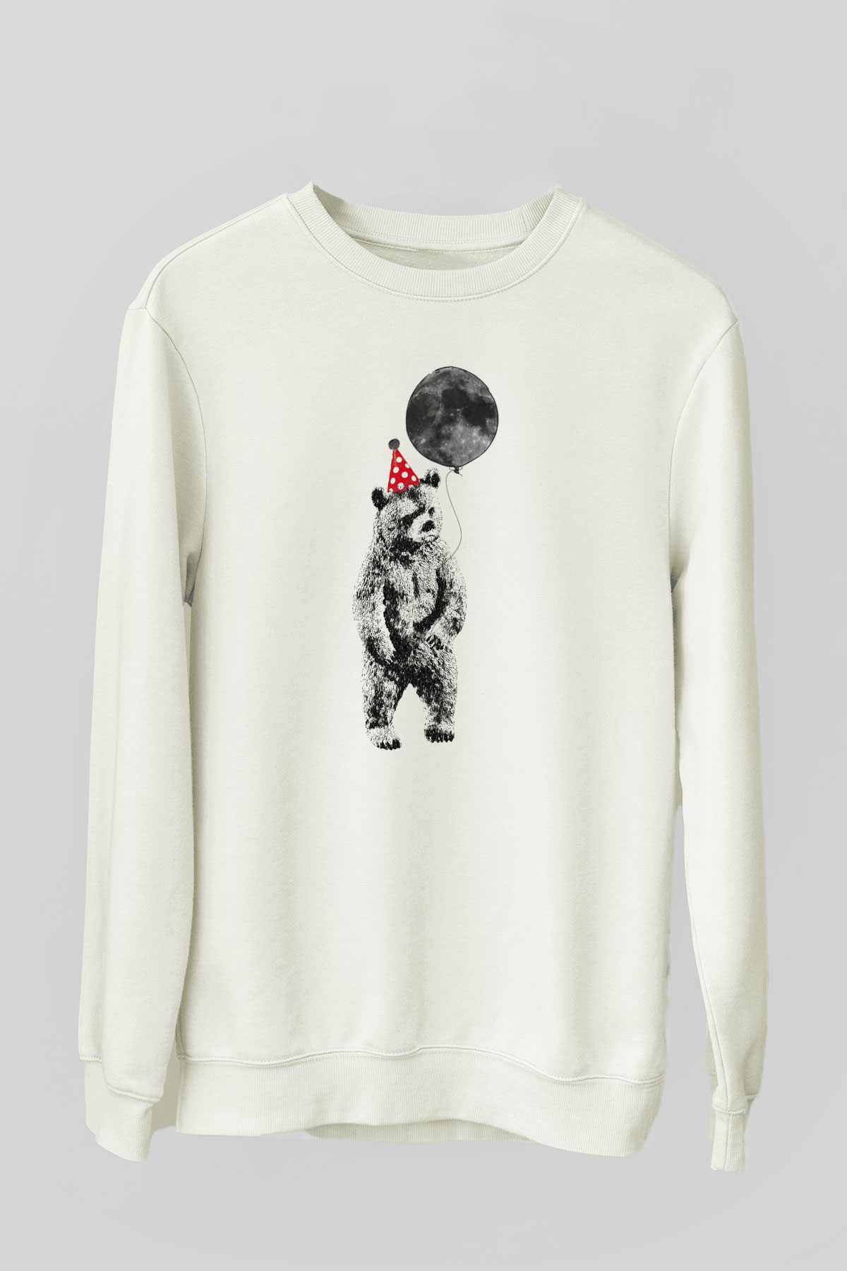 Ayı Beyaz Unisex Sweatshirt
