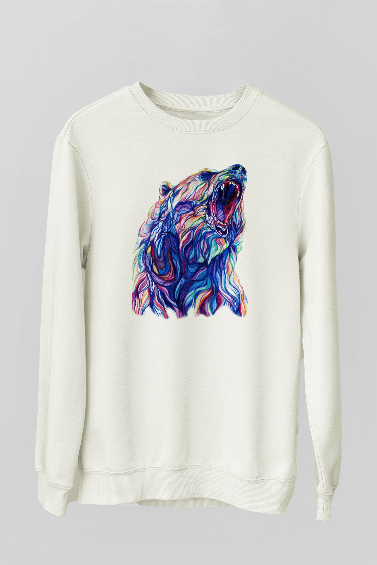 Ayı Beyaz Unisex Sweatshirt