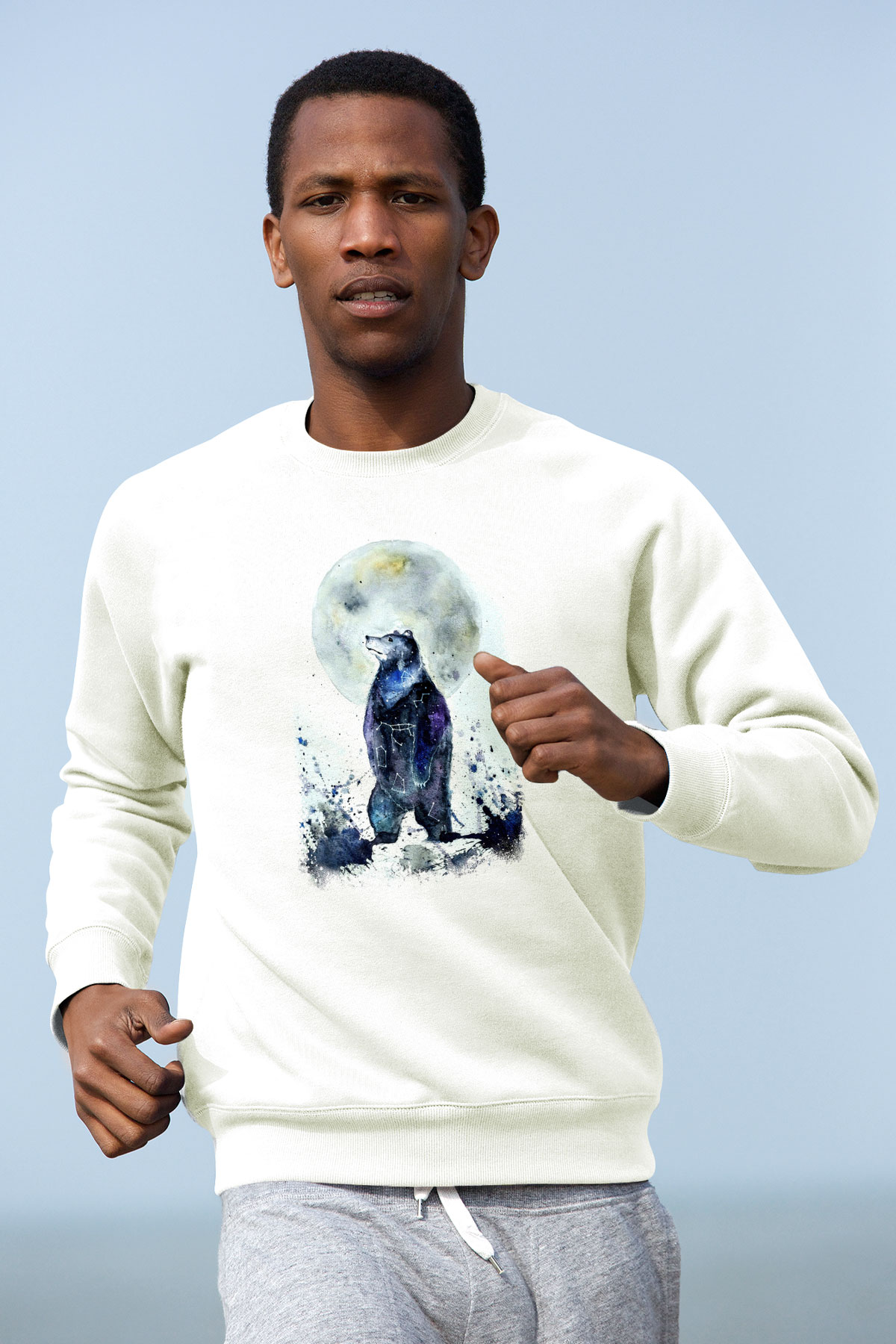 Ayı Beyaz Unisex Sweatshirt