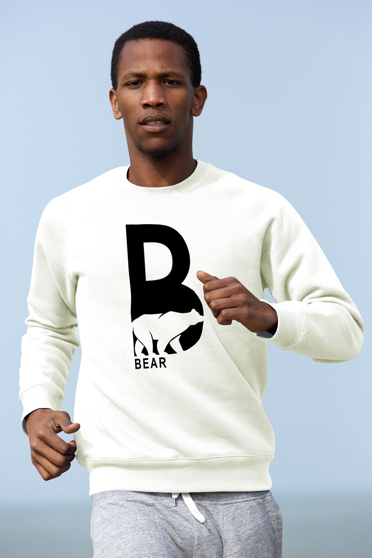 Ayı Beyaz Unisex Sweatshirt