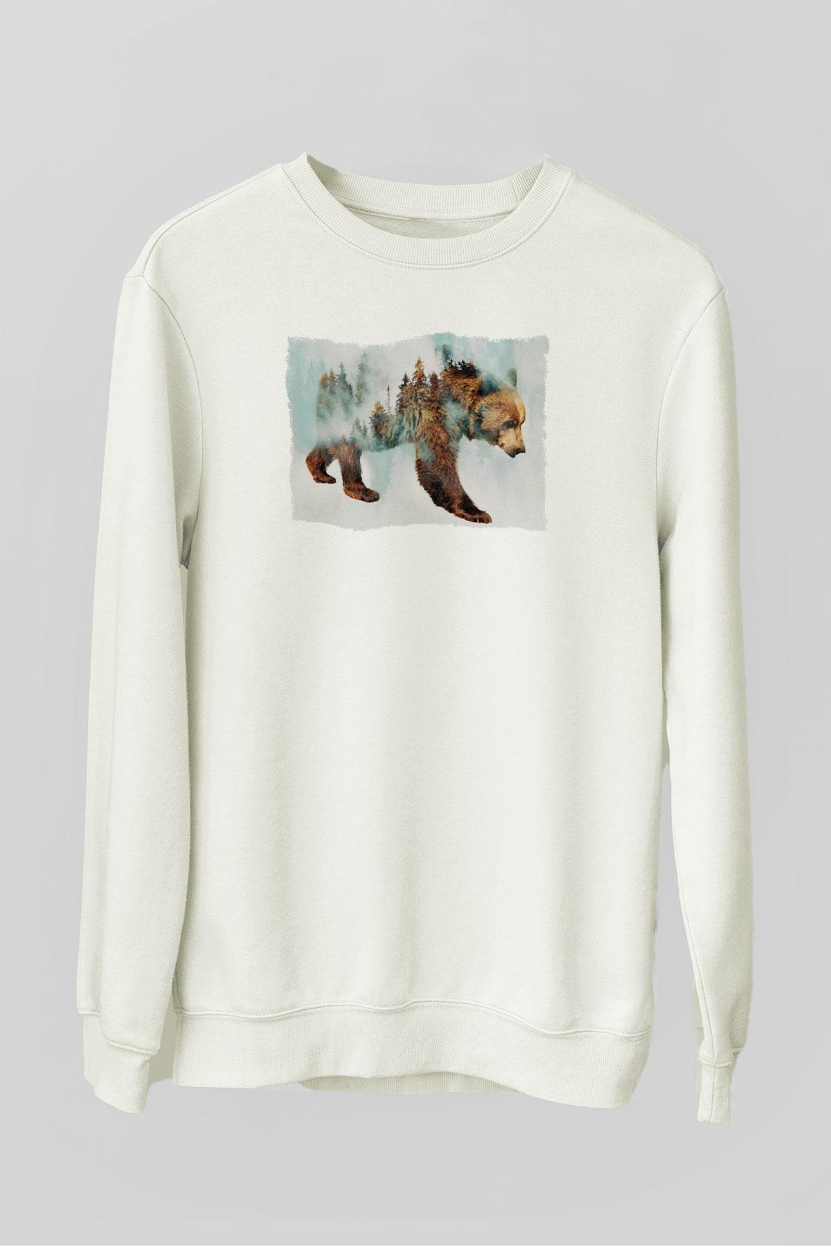 Ayı Beyaz Unisex Sweatshirt